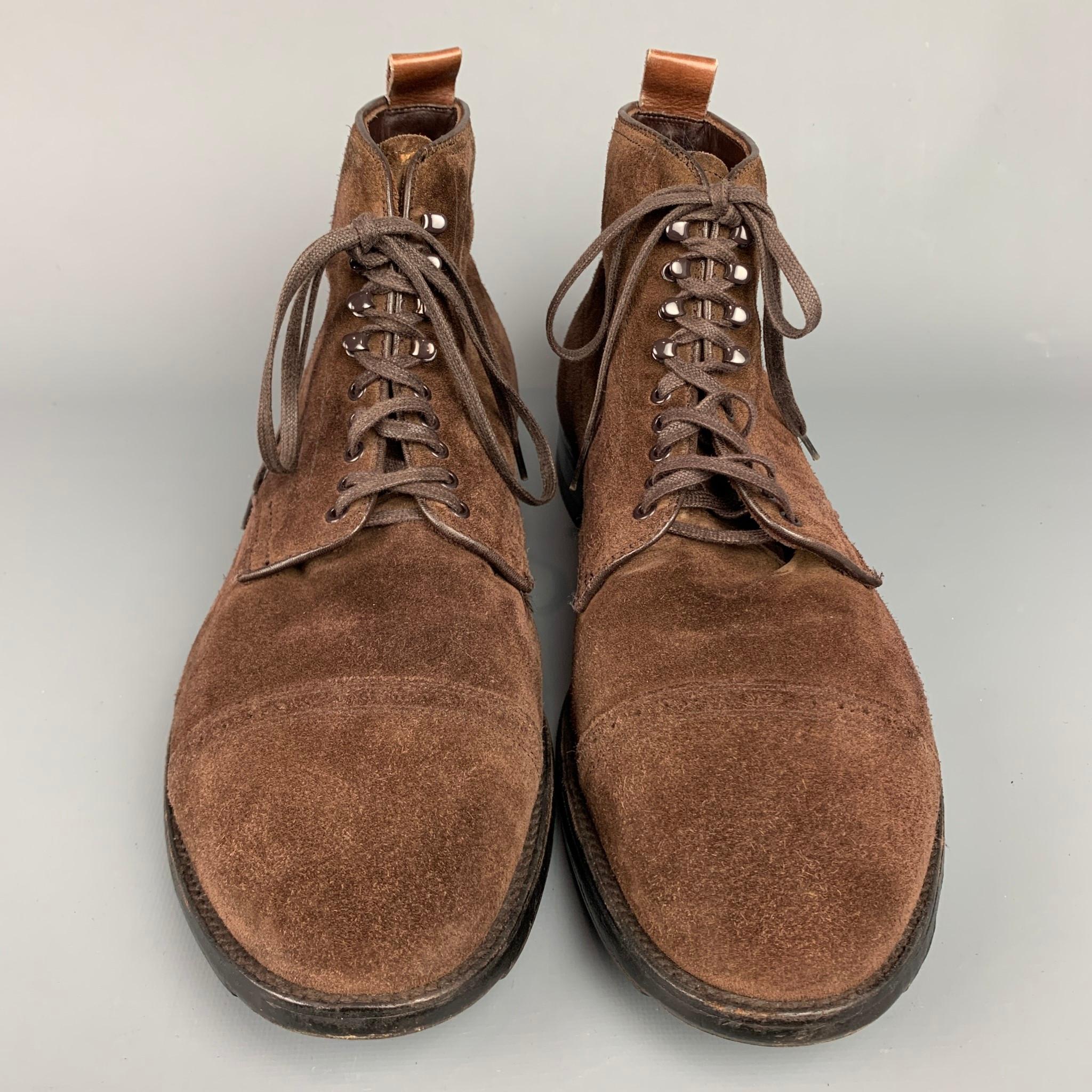 ALDEN 4196 Size 15 Brown Suede Leather Lace Up Boots In Good Condition In San Francisco, CA