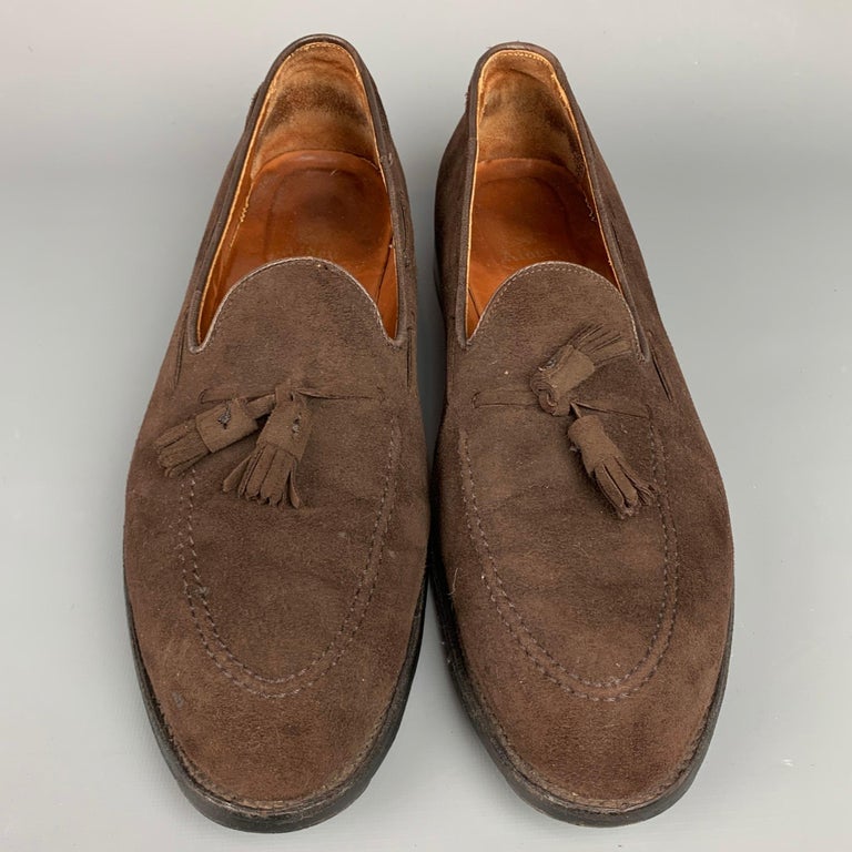 ALDEN 666 Size 15 Brown Suede Leather Slip On Tassel Loafers For Sale at  1stDibs