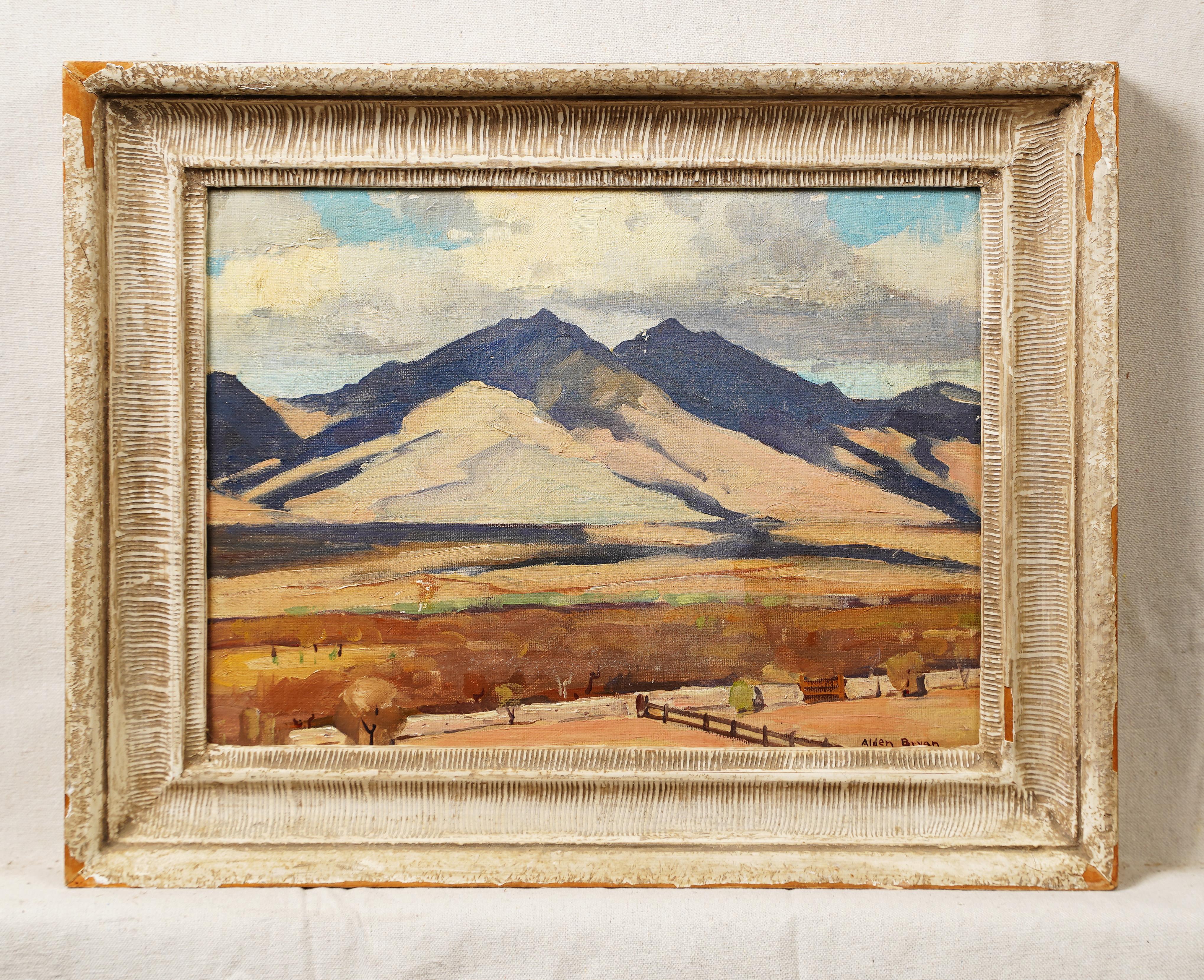 Firmato Pittura ad olio antica impressionista regionale di montagna - Painting Impressionismo di Alden Bryan 