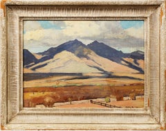 Firmato Pittura ad olio antica impressionista regionale di montagna