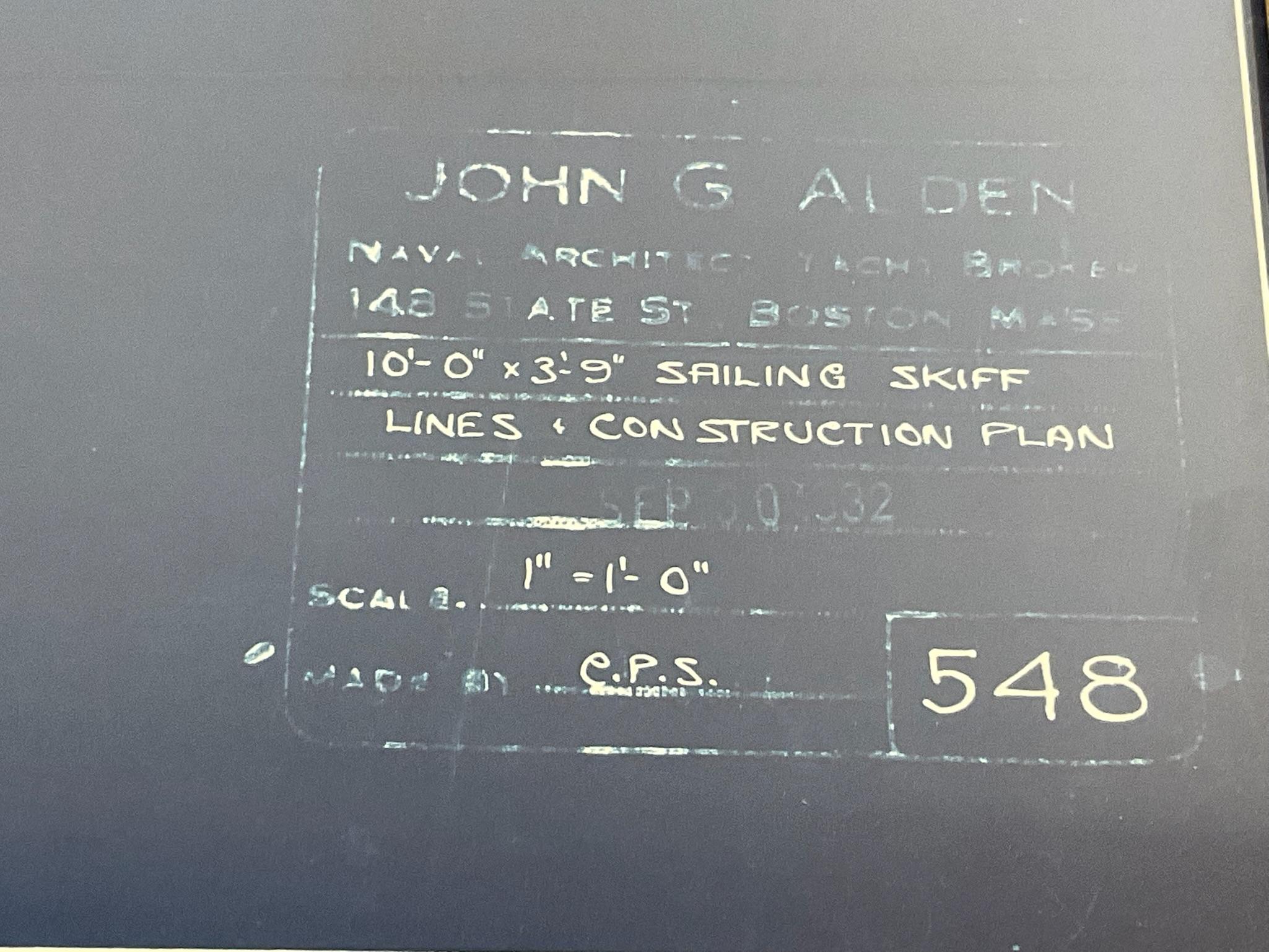 Alden Design No. 548, Sailing Skiff Blueprint In Good Condition For Sale In Norwell, MA