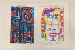 A Girl With Her Own Blue & Red Abstraction