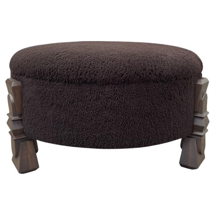 Alden Ottoman, 30", in COM with Dark Walnut, by August Abode