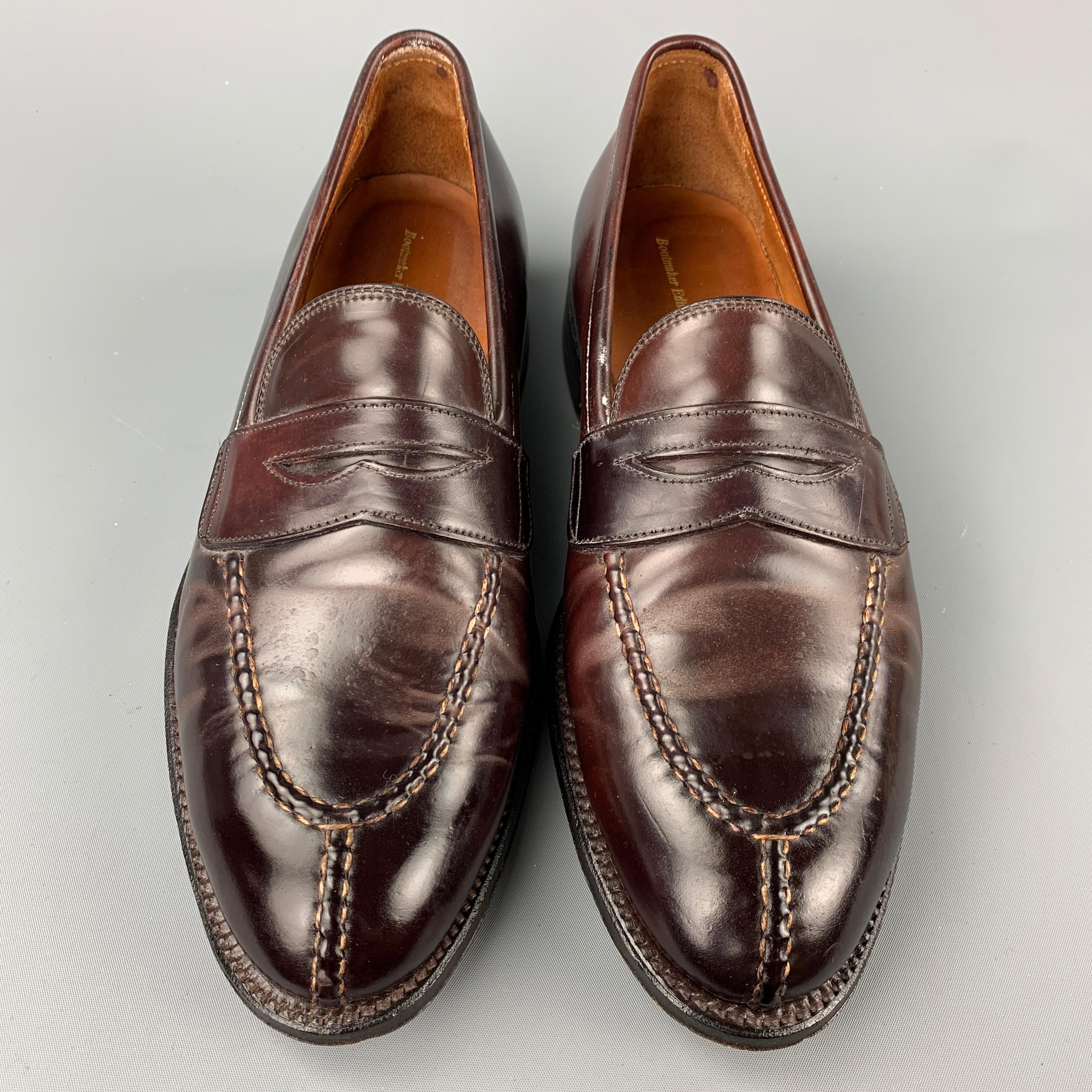 ALDEN Size 10 Color 8 Cordovan Leather Penny Loafers In Good Condition In San Francisco, CA