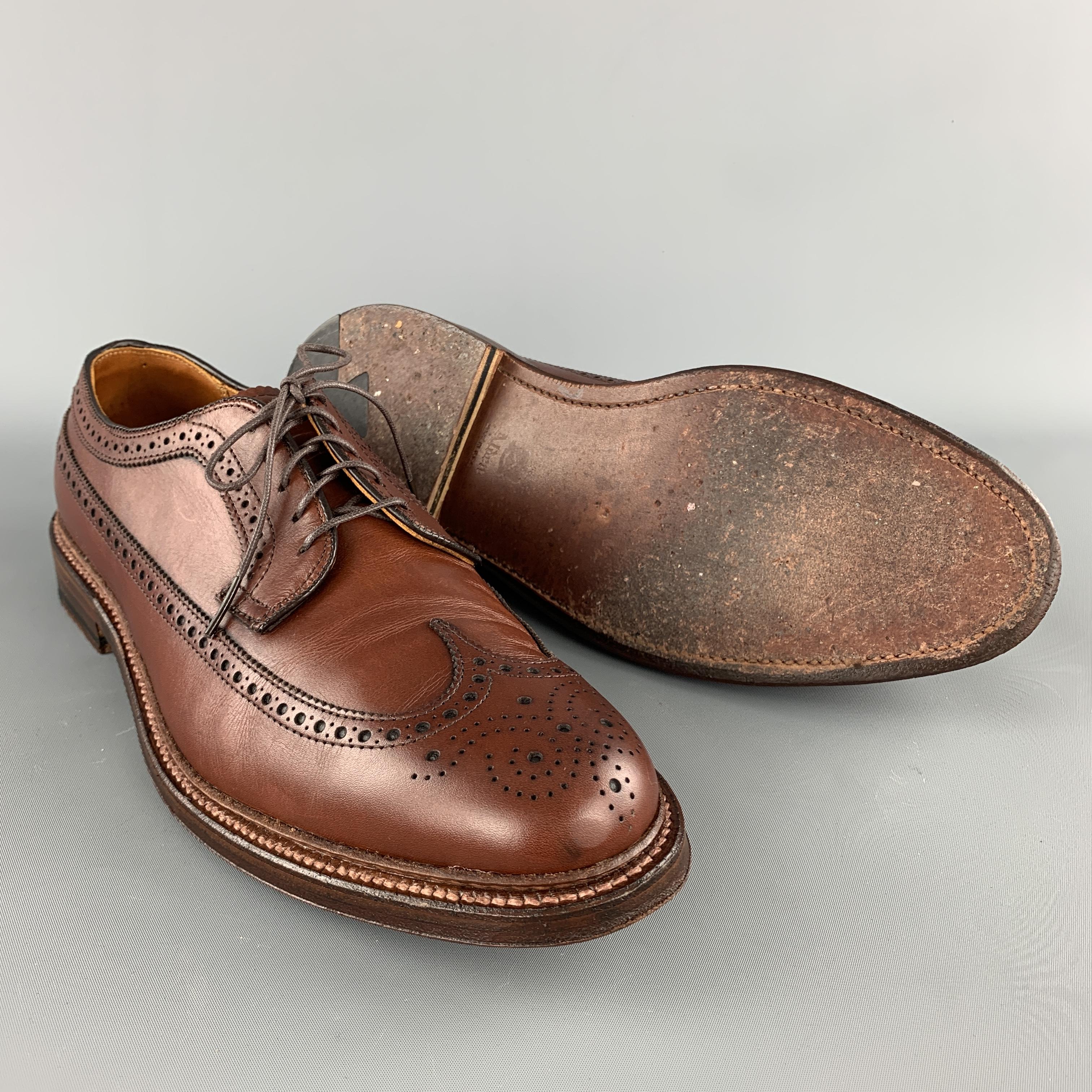 ALDEN Size 10.5 Brown Leather Wing Lace Up Brogues In Excellent Condition In San Francisco, CA