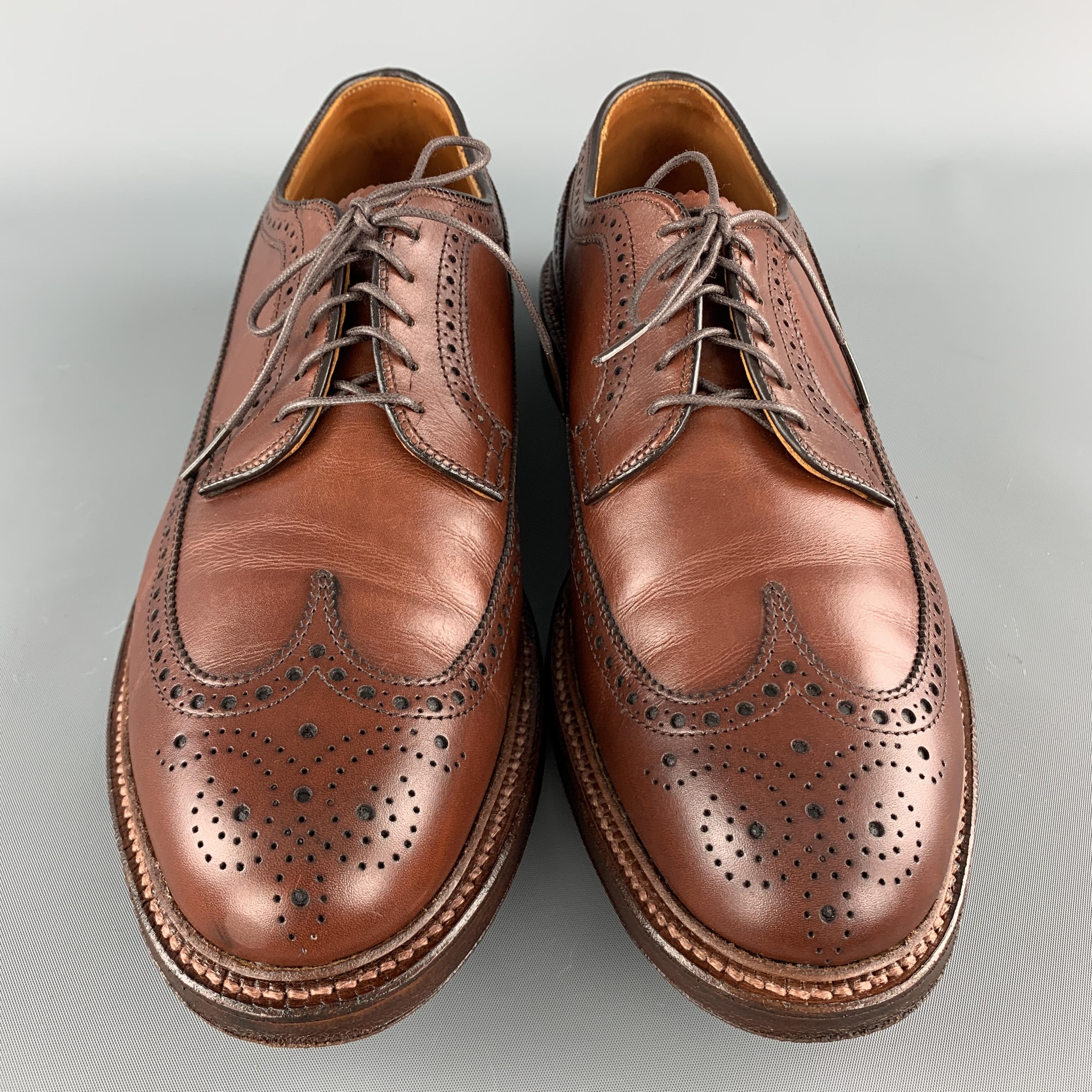 Men's ALDEN Size 10.5 Brown Leather Wing Lace Up Brogues