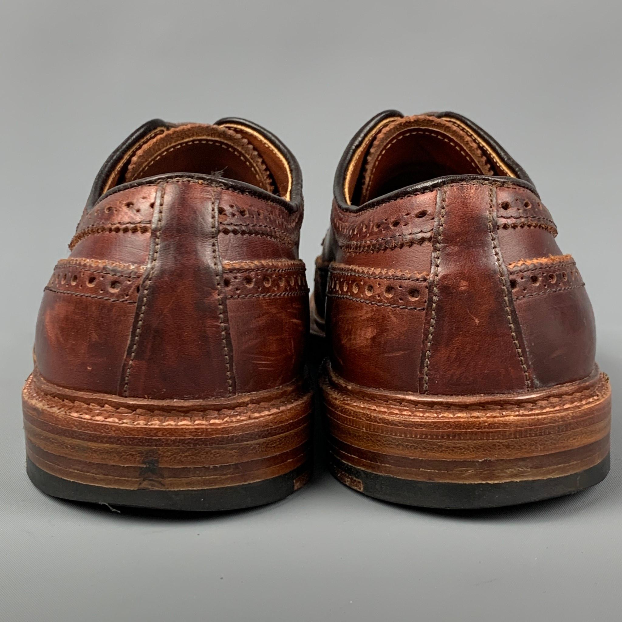 ALDEN Size 11 Brown Leather Wingtip Lace Up Shoes In Good Condition In San Francisco, CA
