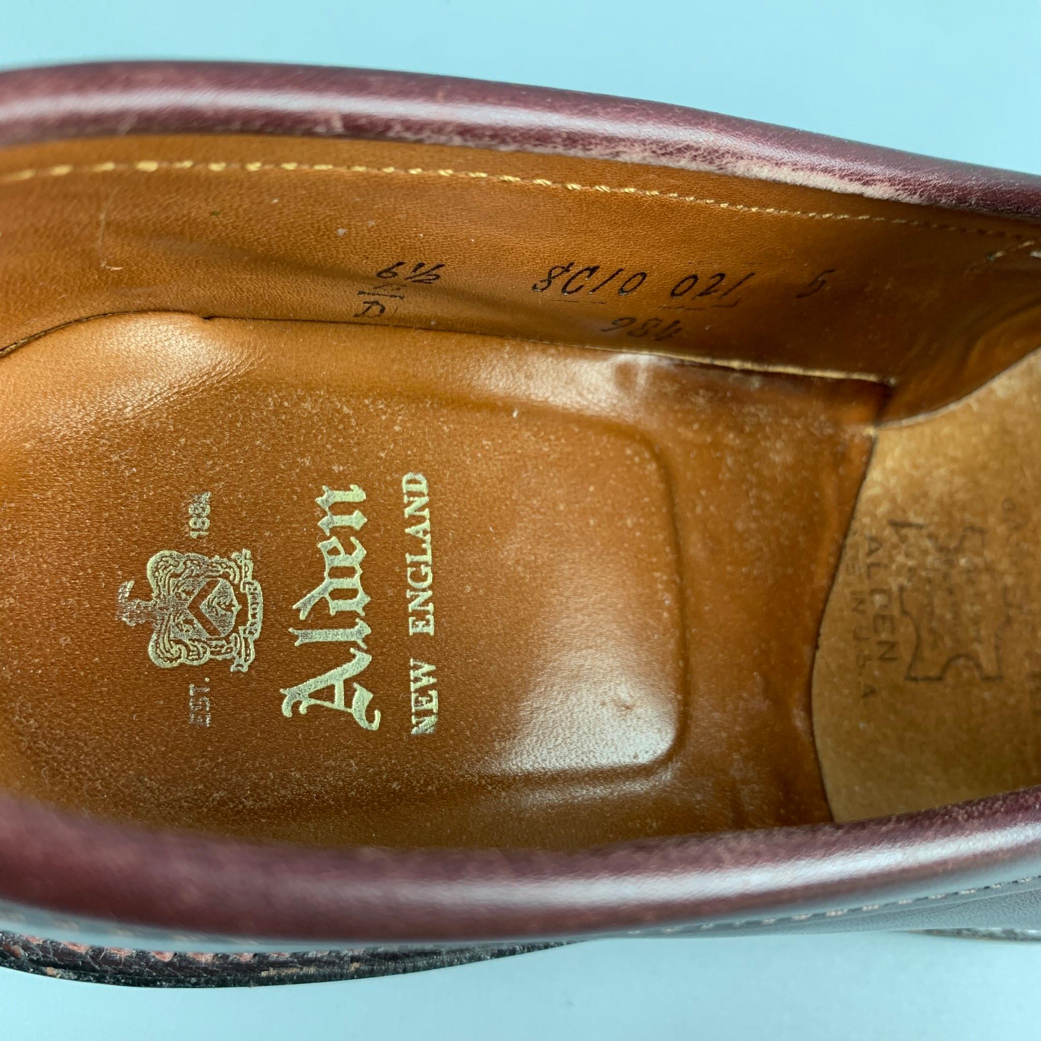 ALDEN Size 6.5 Burgundy Leather Penny Loafers In Good Condition In San Francisco, CA