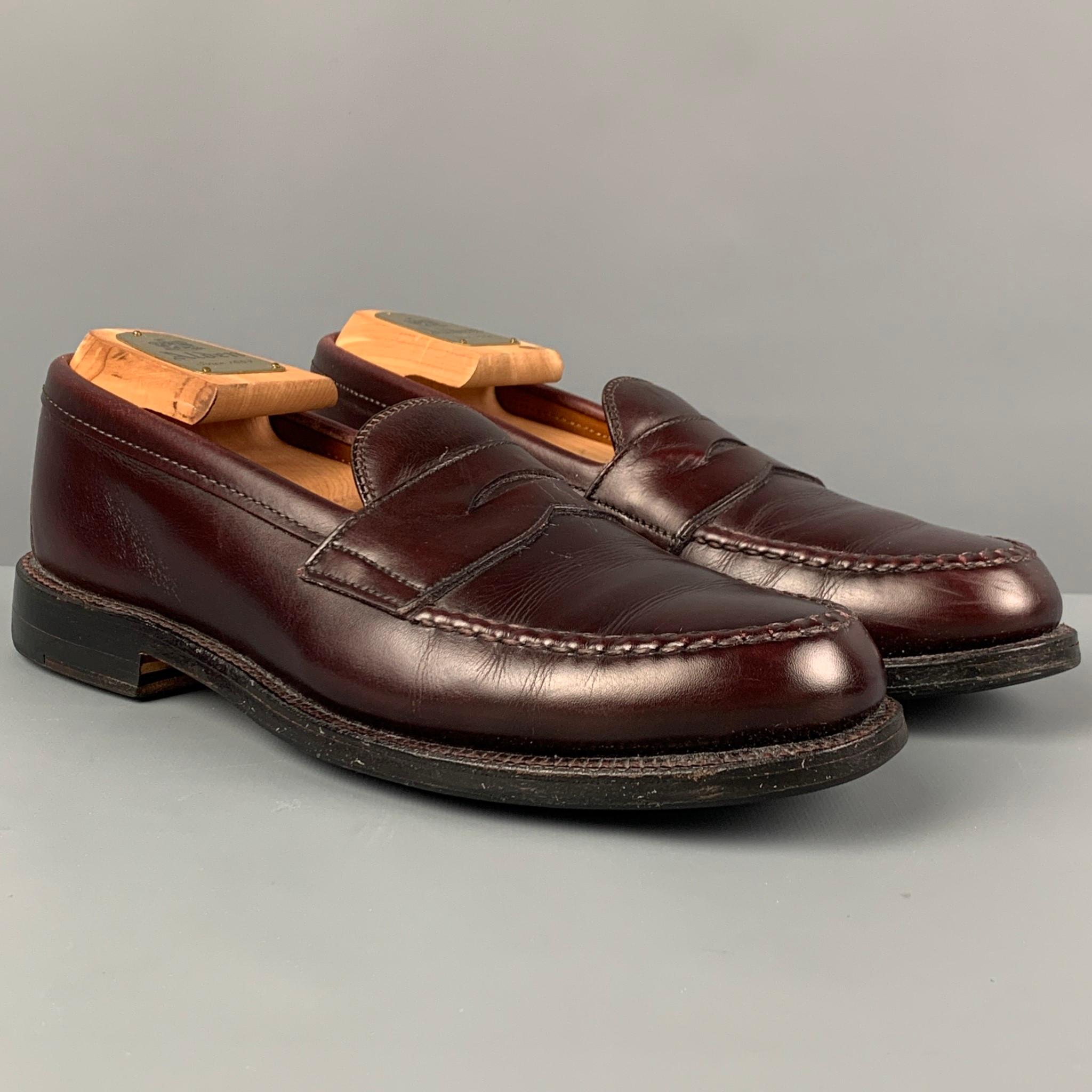 ALDEN Size 6.5 Burgundy Leather Penny Loafers 2