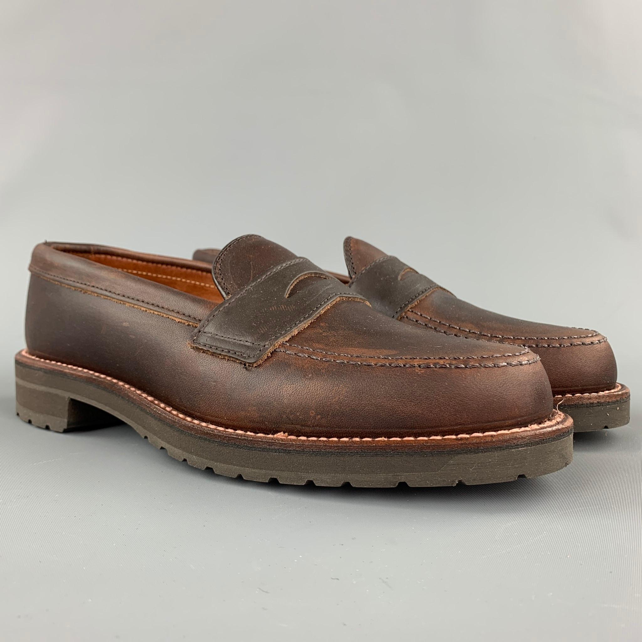 ALDEN mocc seam loafers comes in a dark brown leather featuring a penny strap, leather insole, and a rubber sole. Made in USA.

New With Box. 
Marked: 6.5 D 5730S

Outsole: 11 in. x 4 in. 