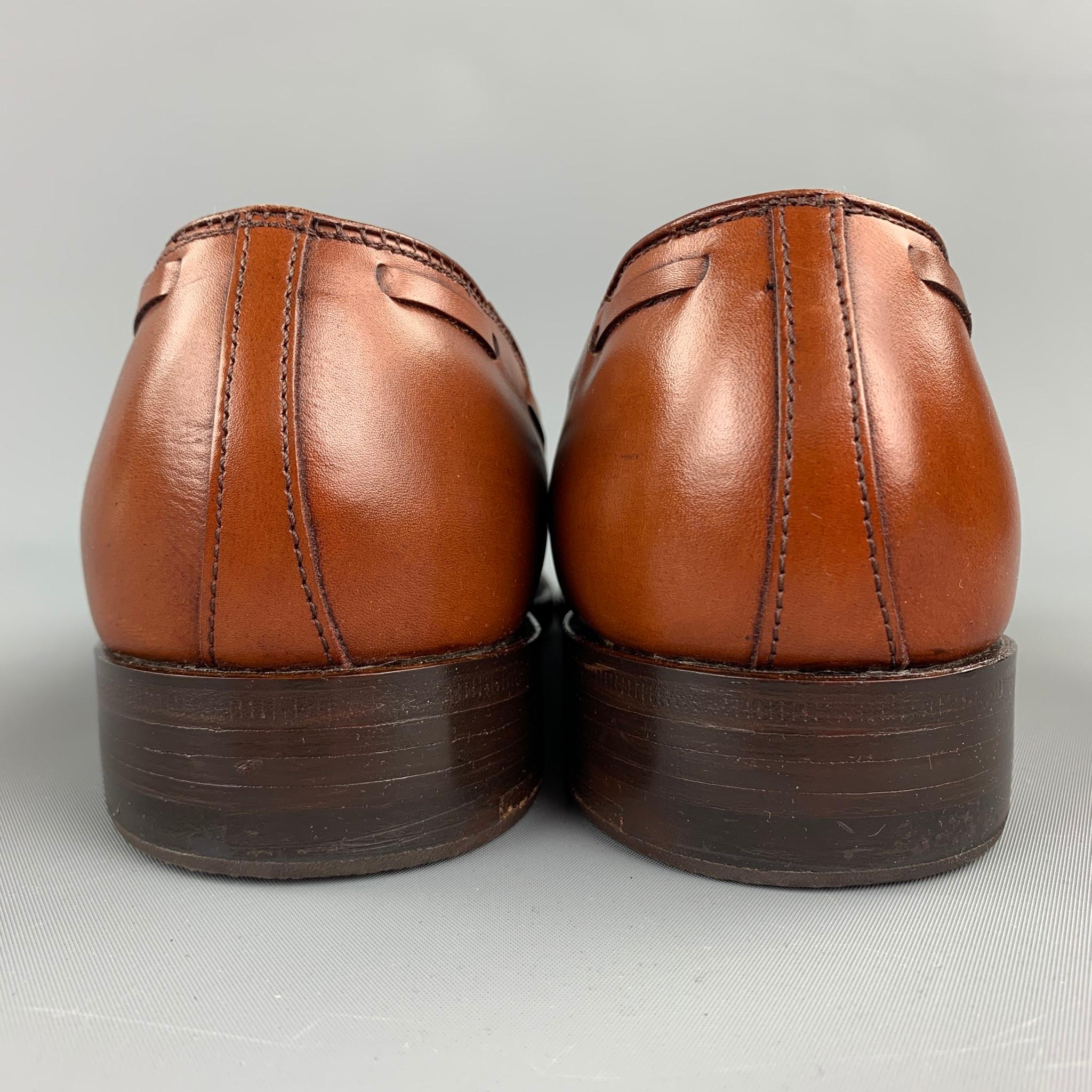 Brown ALDEN Size 7 Burnished Tan Calf Leather Tassels Moccasins 662 Loafers