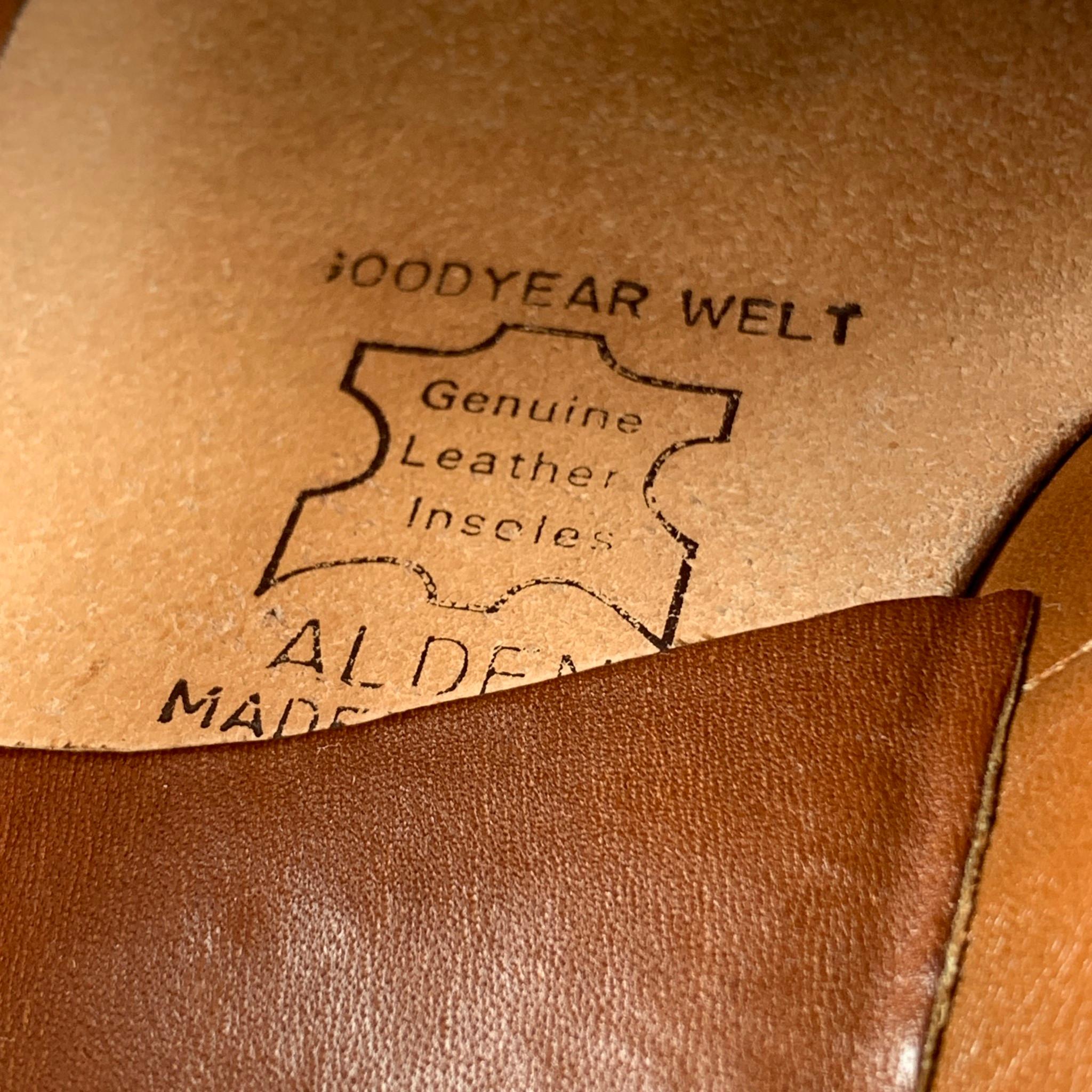 Men's ALDEN Size 7 Burnished Tan Full Strap Leather Slip On 685 Penny Loafers