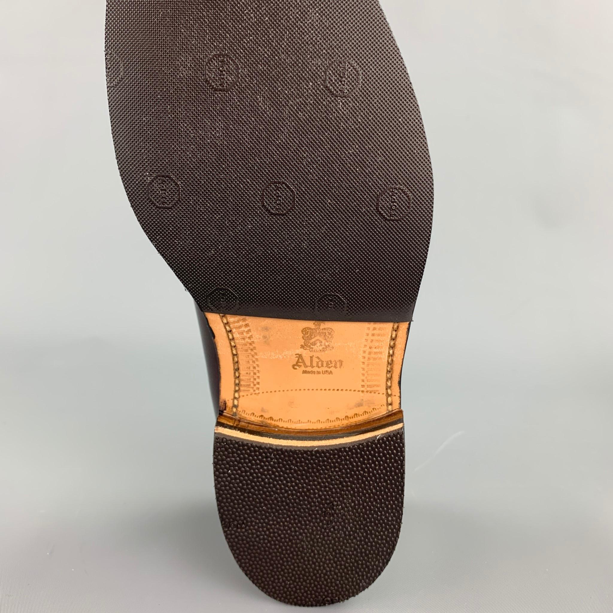 ALDEN Size 7 D Burgundy Full Strap Calf Leather 683 Slip On Penny Loafers 1
