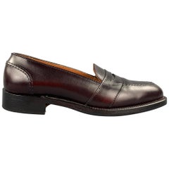 ALDEN Größe 7 D Burgunderfarbene Loafer mit vollem Riemen aus Kalbsleder 683 Slip On Penny
