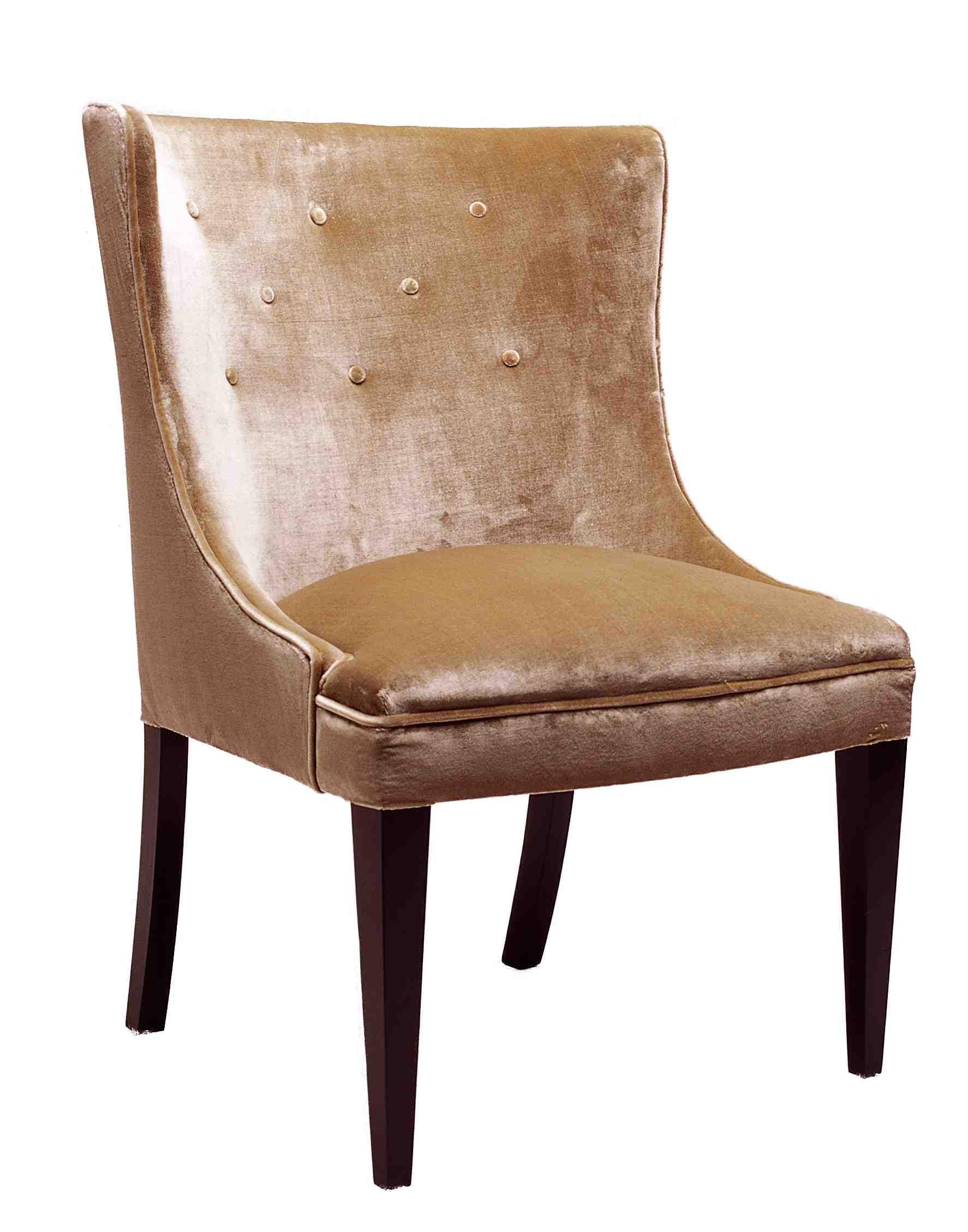 Ebony  Dining Chair 1940's style  with Concave Tufted Back and Tapered alder Legs For Sale