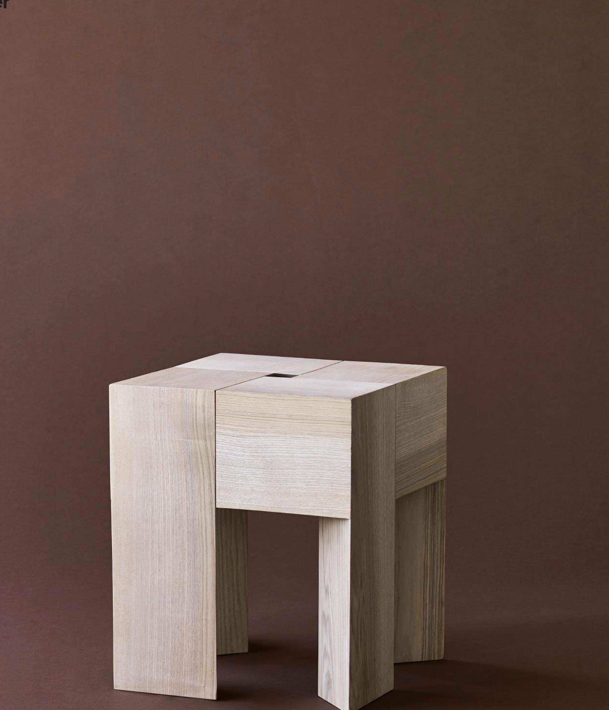 Stool or side table designed by Aldo Bakker in 1996. Material: Solid ash, finish: clear lacquered. 