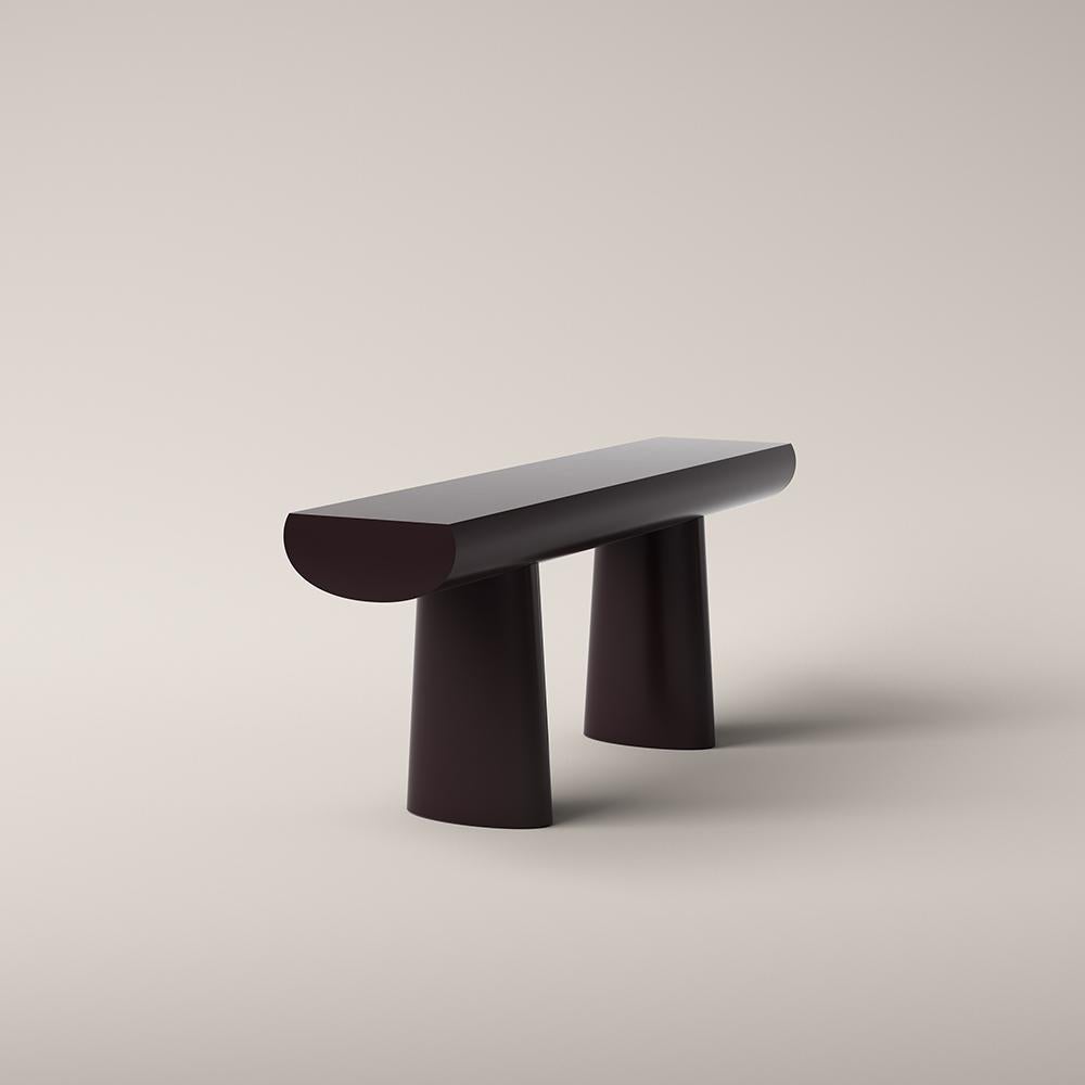 Mid-Century Modern Aldo Bakker Wood Console Table, Dark Aubergine Color by Karakter