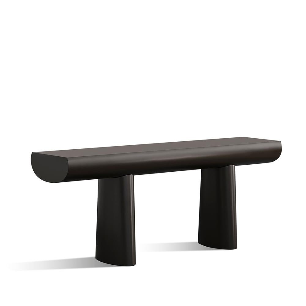 Danish Aldo Bakker Wood Console Table, Dark Aubergine Color by Karakter For Sale