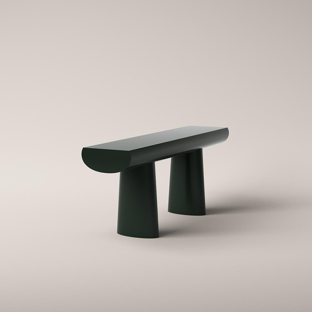 dark green console table