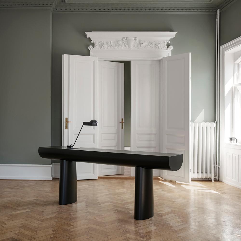 Danish Aldo Bakker Wood Console Table, Light Grey Color by Karakter For Sale