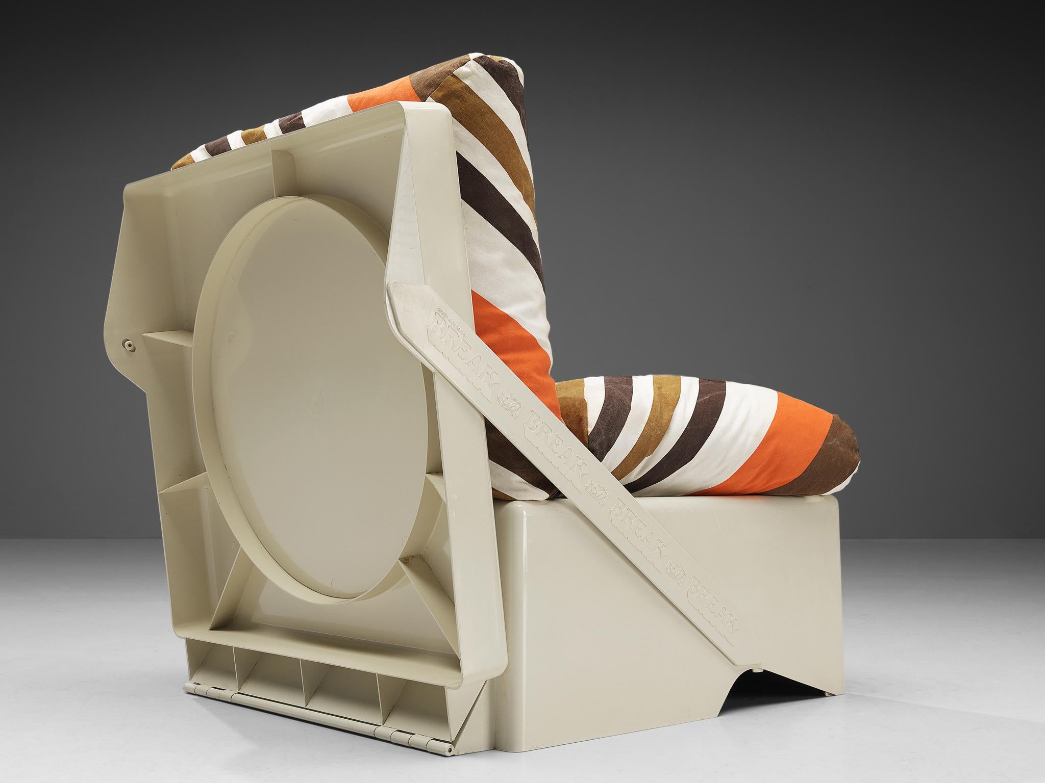 Tissu Aldo Barberi for Rossi di Albizzate 'Break' Portable Foldes Lounge Chair en vente