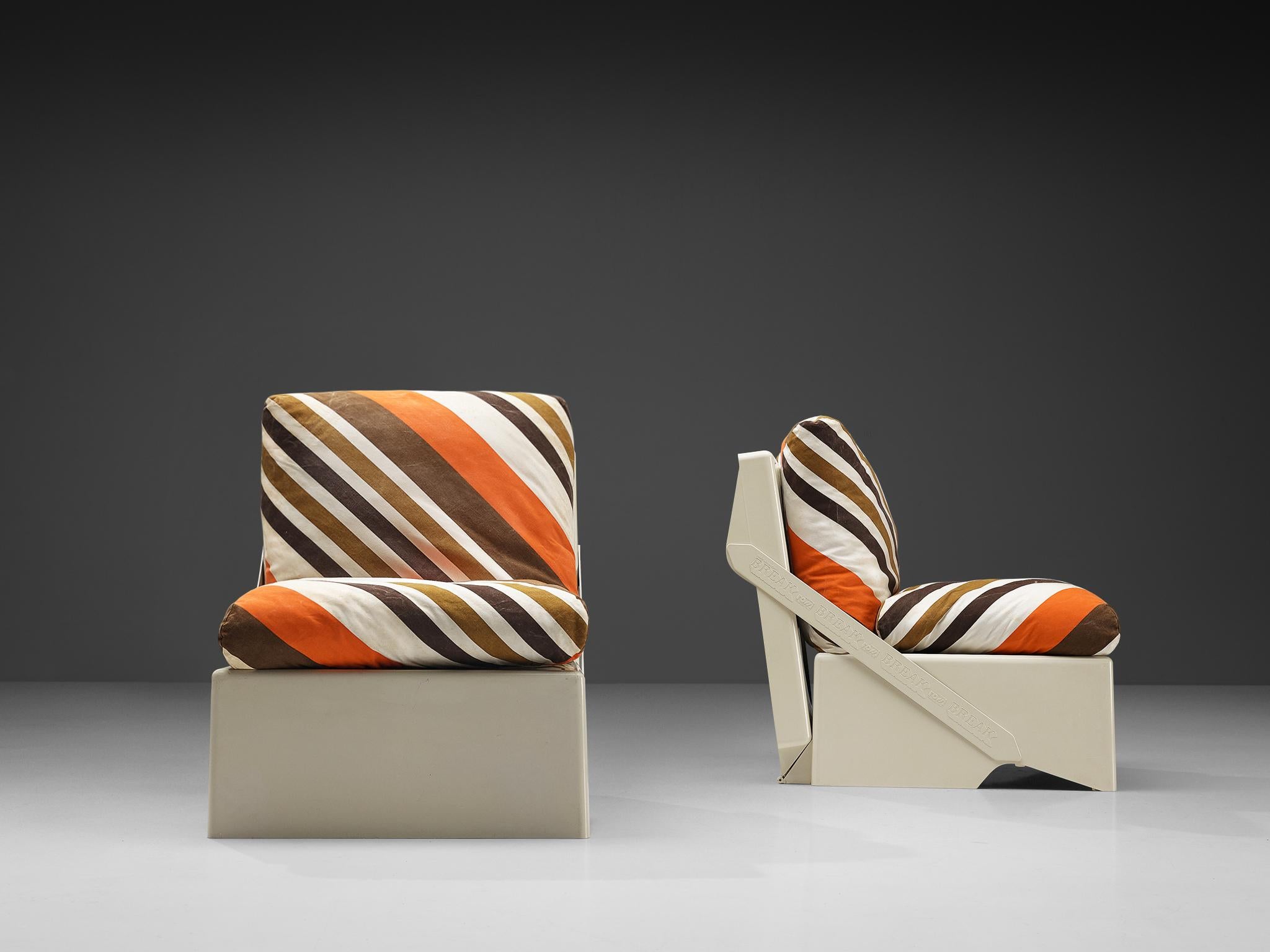 Aldo Barberi For Rossi di Albizzate ‘Break’ Portable Folding Lounge Chairs In Good Condition For Sale In Waalwijk, NL