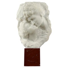 Aldo Bartelletti, "The Kiss", Marble Sculpture, Antique Italy 1900s, Romantic 