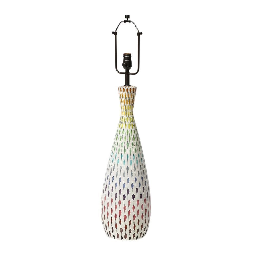 Mid-Century Modern Aldo Bitossi Table Lamp, Ceramic, Multi-Color, Piume, Signed For Sale
