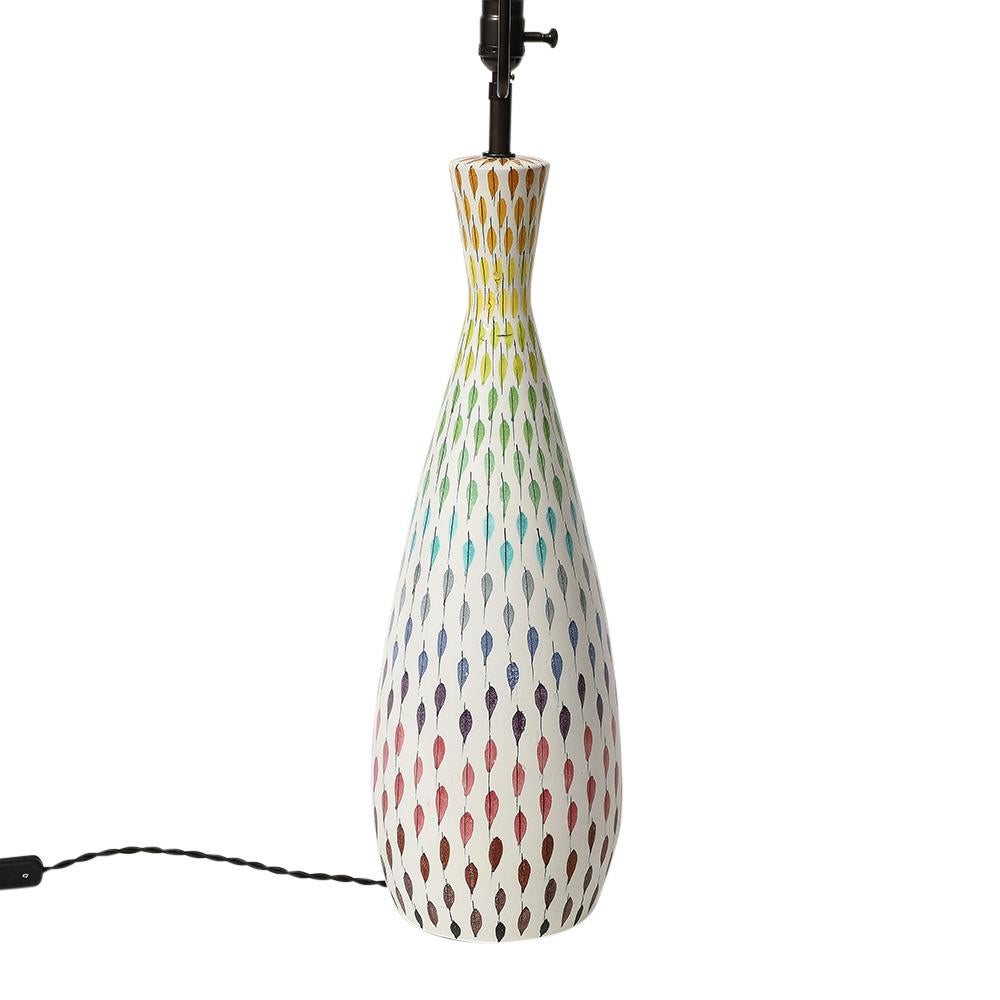 Italian Aldo Bitossi Table Lamp, Ceramic, Multi-Color, Piume, Signed For Sale