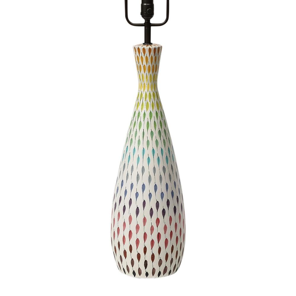 Glazed Aldo Bitossi Table Lamp, Ceramic, Multi-Color, Piume, Signed For Sale