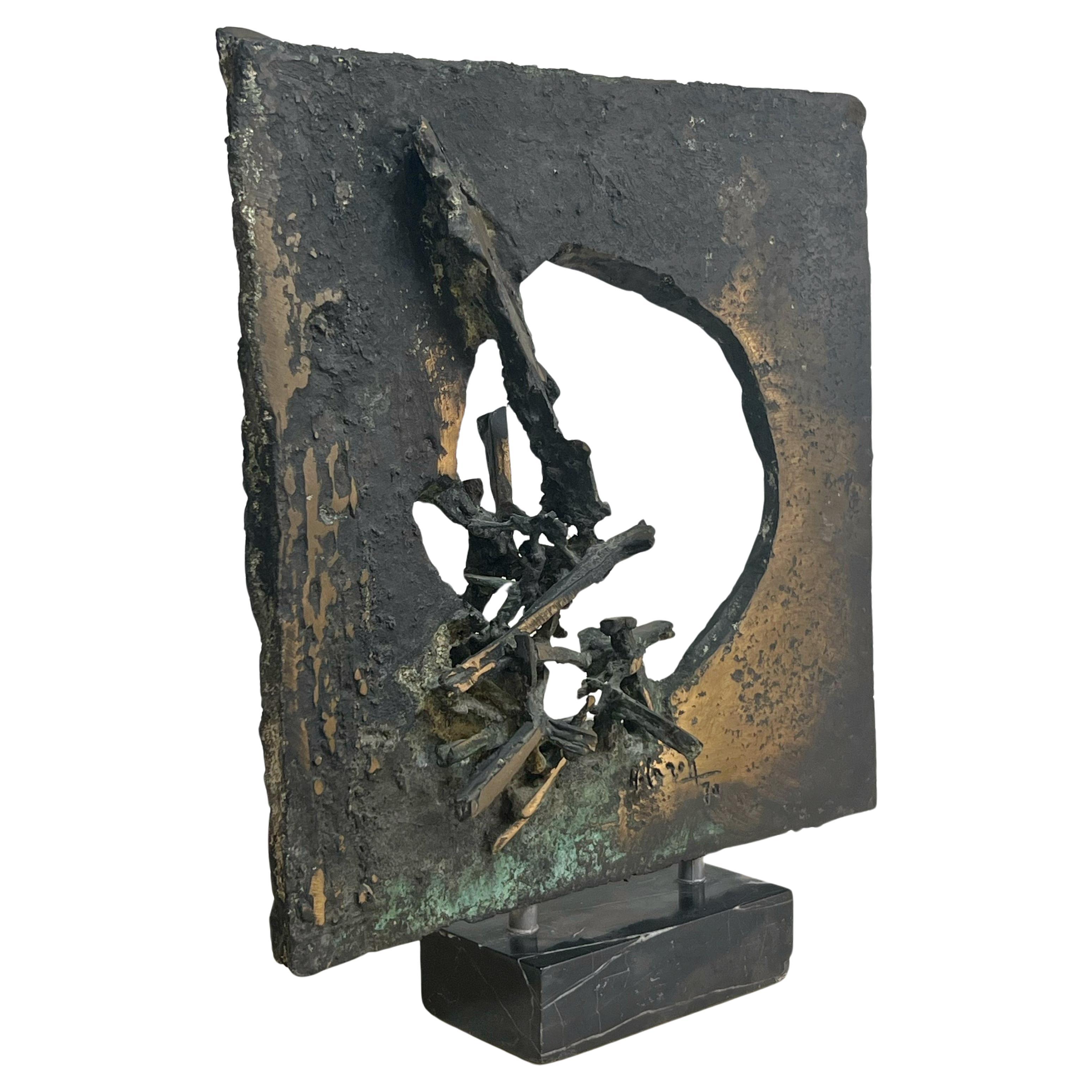 Aldo Caron Abstrakte Bronze-Skulptur mit Buch im Angebot