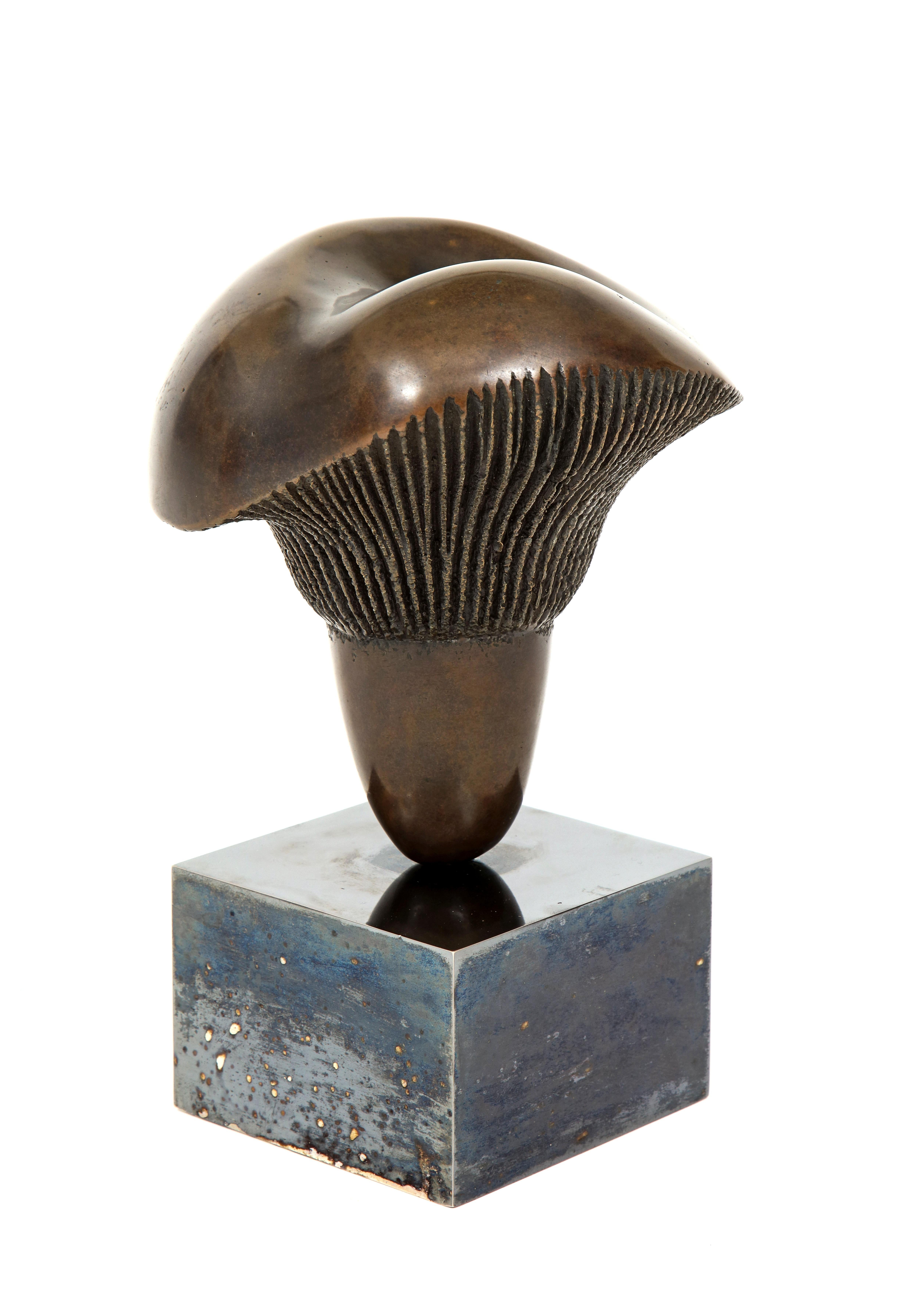 Silver Plate Aldo Casanova Bronze Mushroom Sculpture For Sale