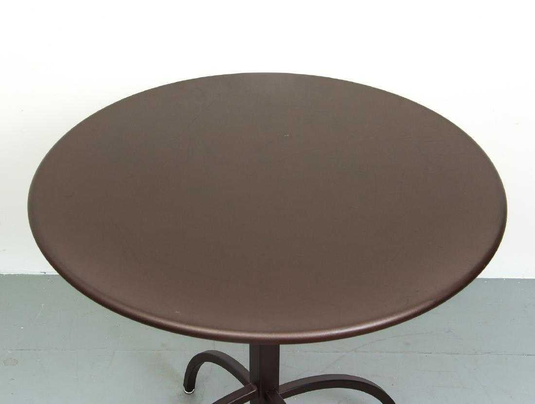 Ciabatti, Aldo (Italian, b. 1939) Segno Rotondo drop-top table, for EMU Group, Italy, 29 x 31.5 x 31.5 inches, dark grey-black powder coated steel. Perfect for the kitchen or as an apartment sized dining table.