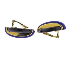 Aldo Cippulo 1970s Onyx Lapis Gold Earrings