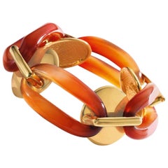 Aldo Cipullo 18 Karat Yellow Gold and Carnelian Bracelet