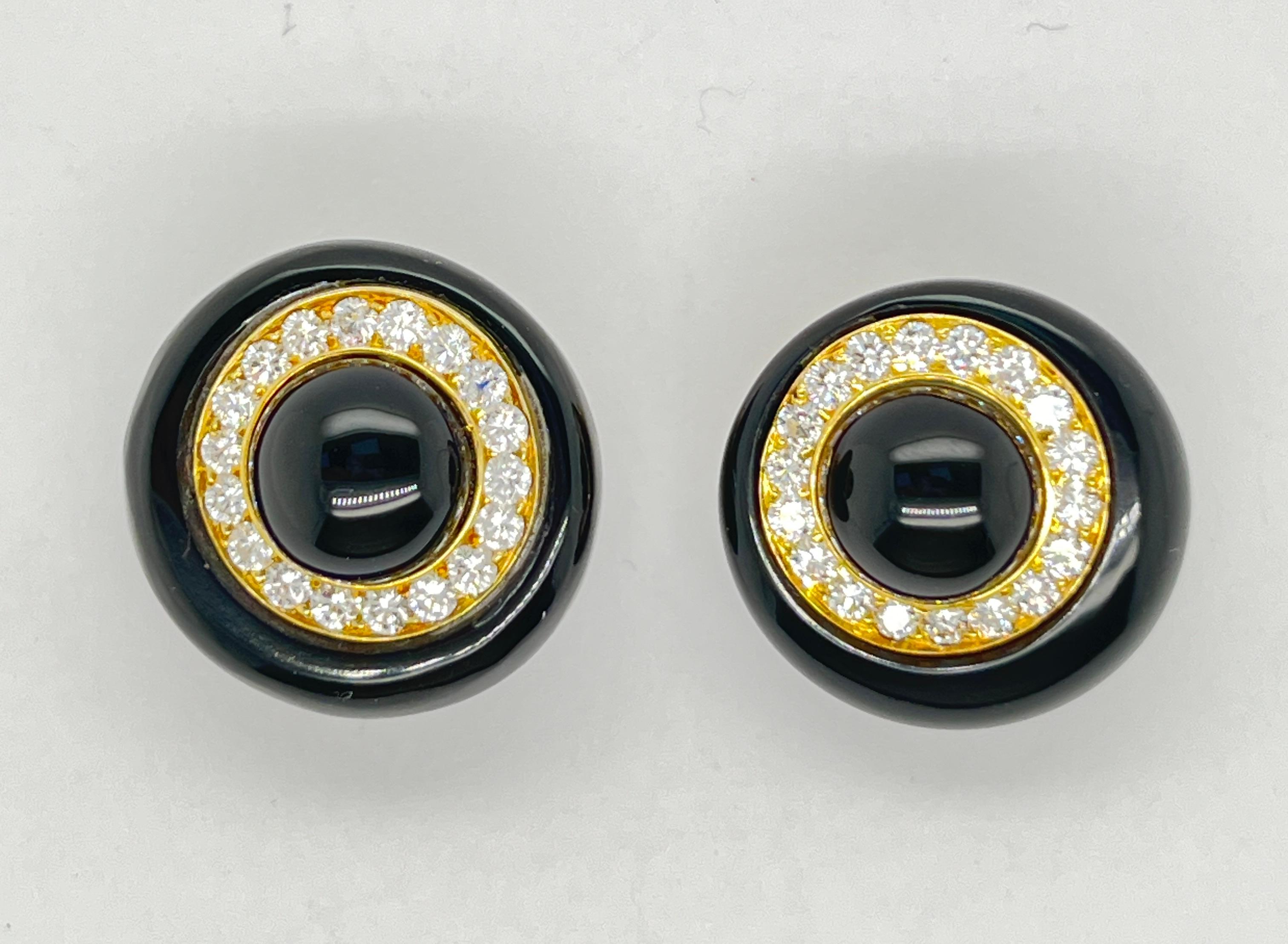 Women's ALDO CIPULLO 18K Diamond Onyx Clip-on Earrings