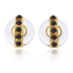 Aldo Cipullo 18K Yellow Gold 1973 Onyx Earrings