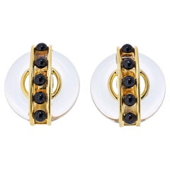 Aldo Cipullo 18K Yellow Gold 1973 Onyx Earrings