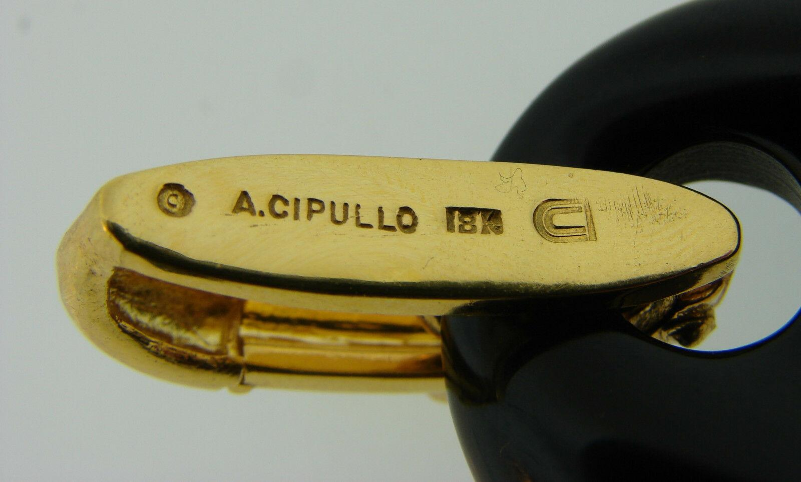Mixed Cut Aldo Cipullo 18k Yellow Gold & Onyx Mariner Link Bracelet Vintage & Rare
