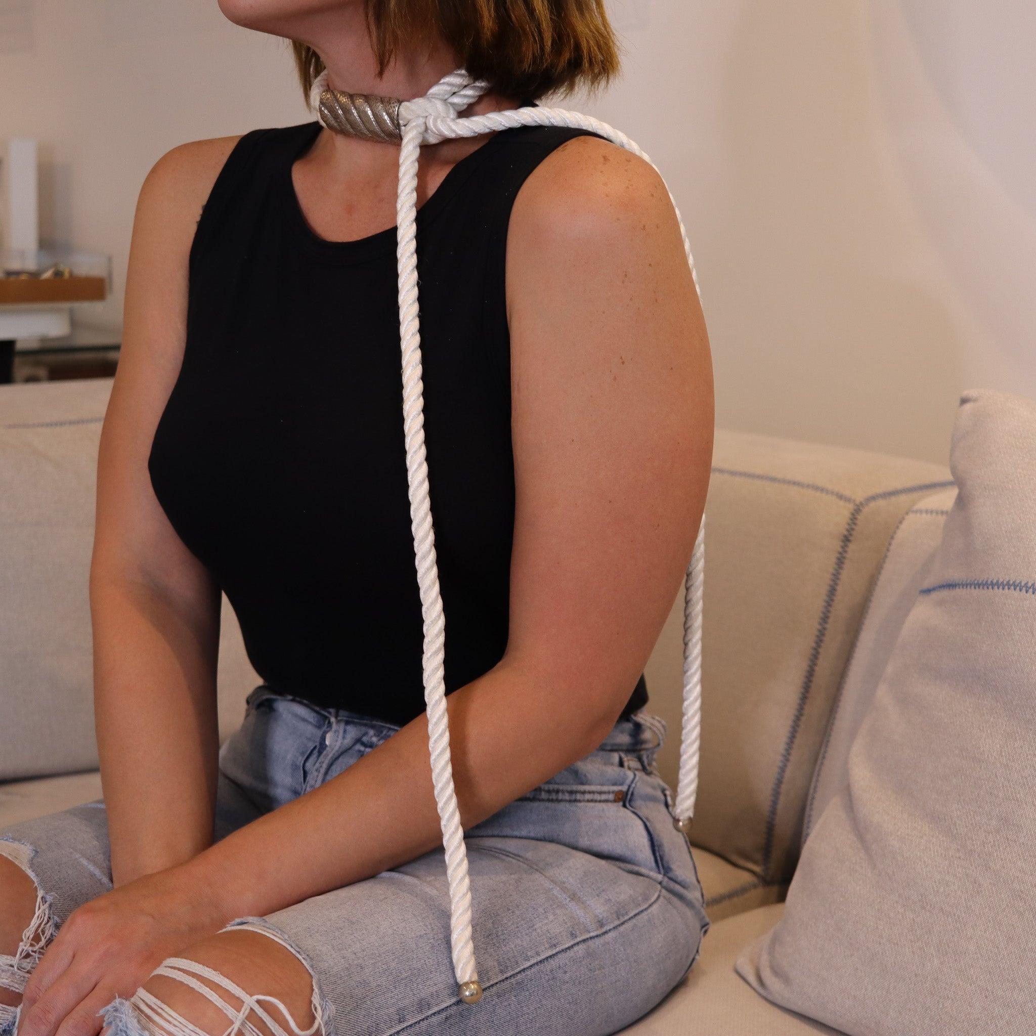 Convertible belt-necklace designed by Aldo Cipullo.

Very rare piece, created in New York by the iconic designer Aldo Cipullo, back in the 1970. The buckle has been crafted with modernist mariner patterns in solid .925/.999 sterling silver with