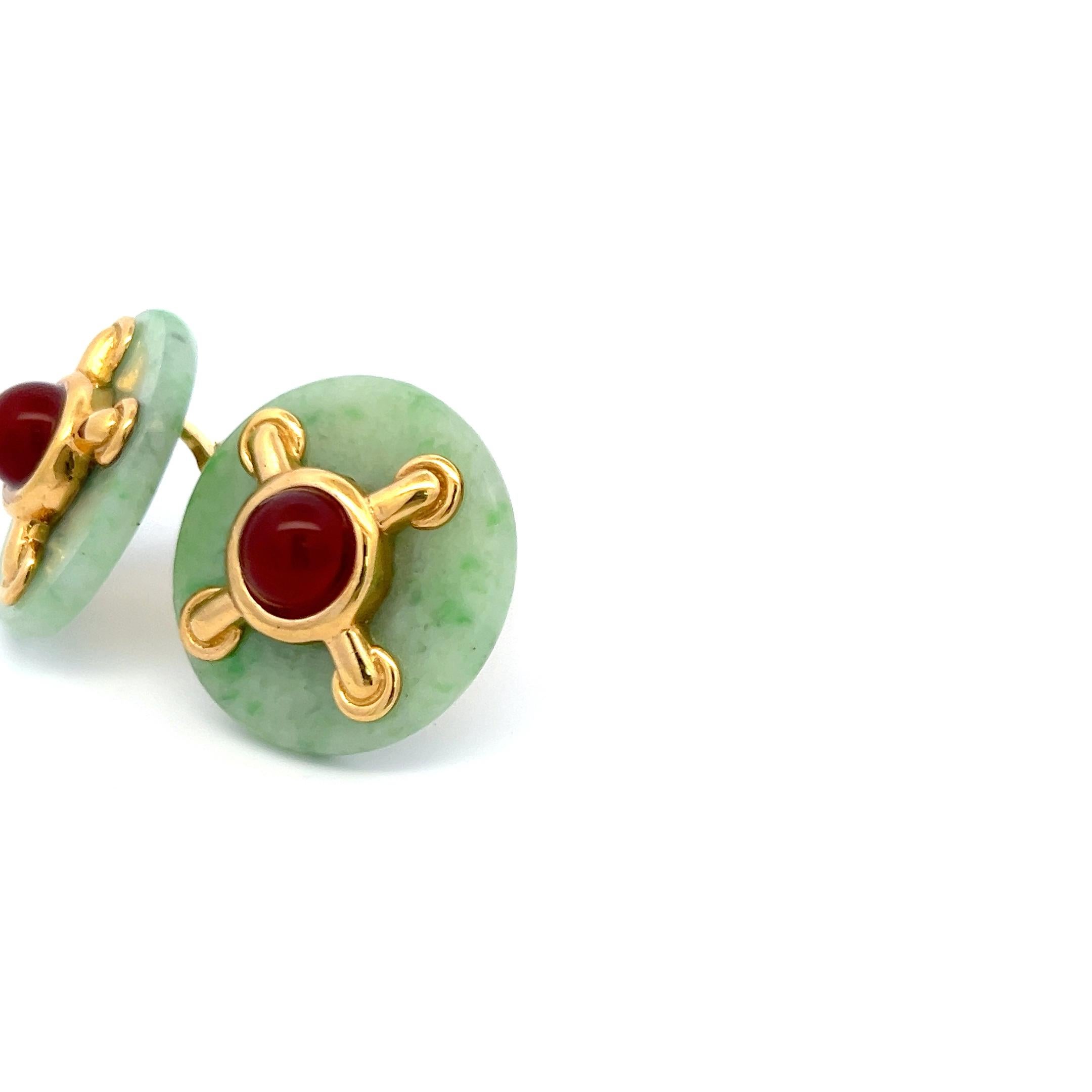 Aldo Cipullo - Boucles d'oreilles à clip en or jaune 18 carats et jade cornaline en vente 6