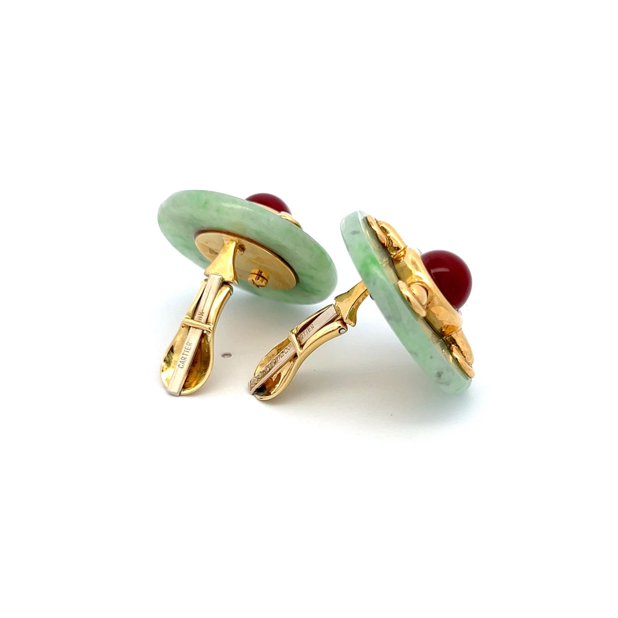 Aldo Cipullo - Boucles d'oreilles à clip en or jaune 18 carats et jade cornaline en vente 8