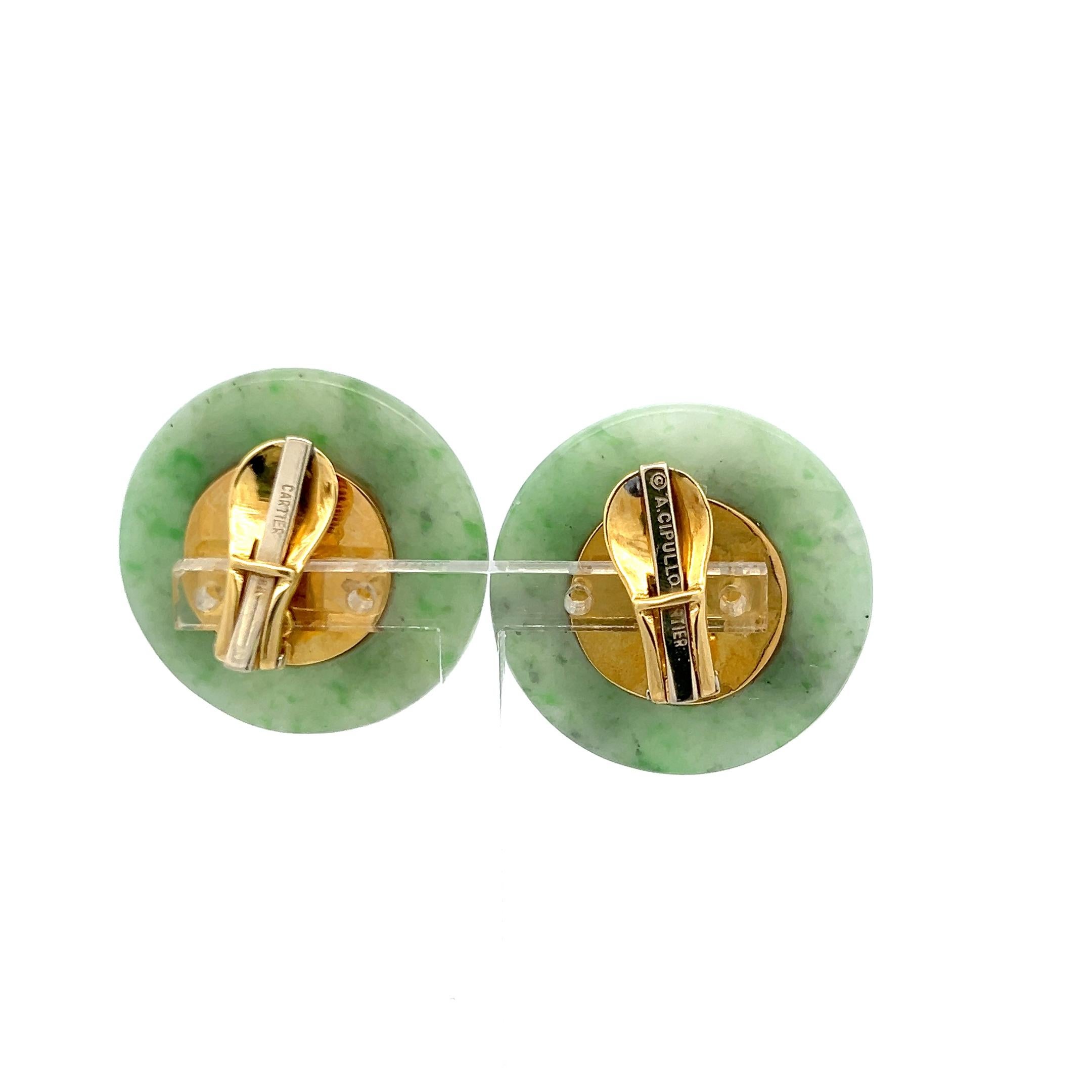Aldo Cipullo - Boucles d'oreilles à clip en or jaune 18 carats et jade cornaline Pour femmes en vente