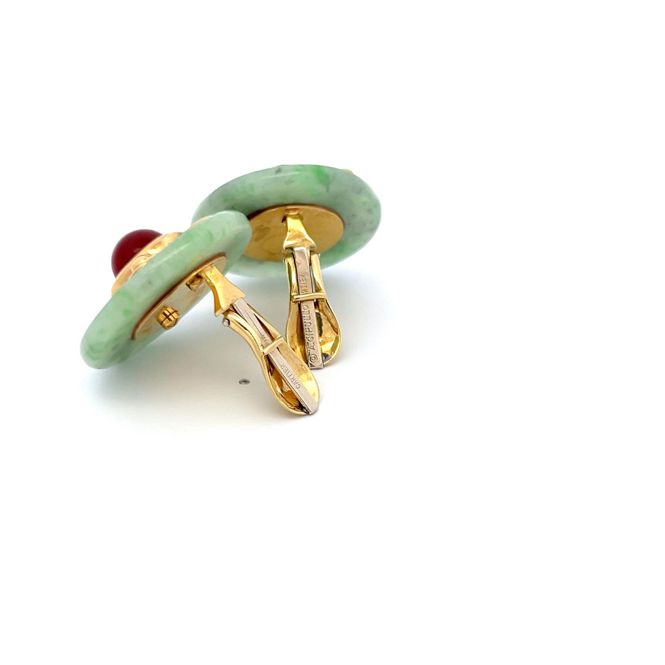 Aldo Cipullo - Boucles d'oreilles à clip en or jaune 18 carats et jade cornaline en vente 5