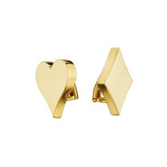 Aldo Cipullo Cartier Gold Heart Diamond Vintage Clip Earrings