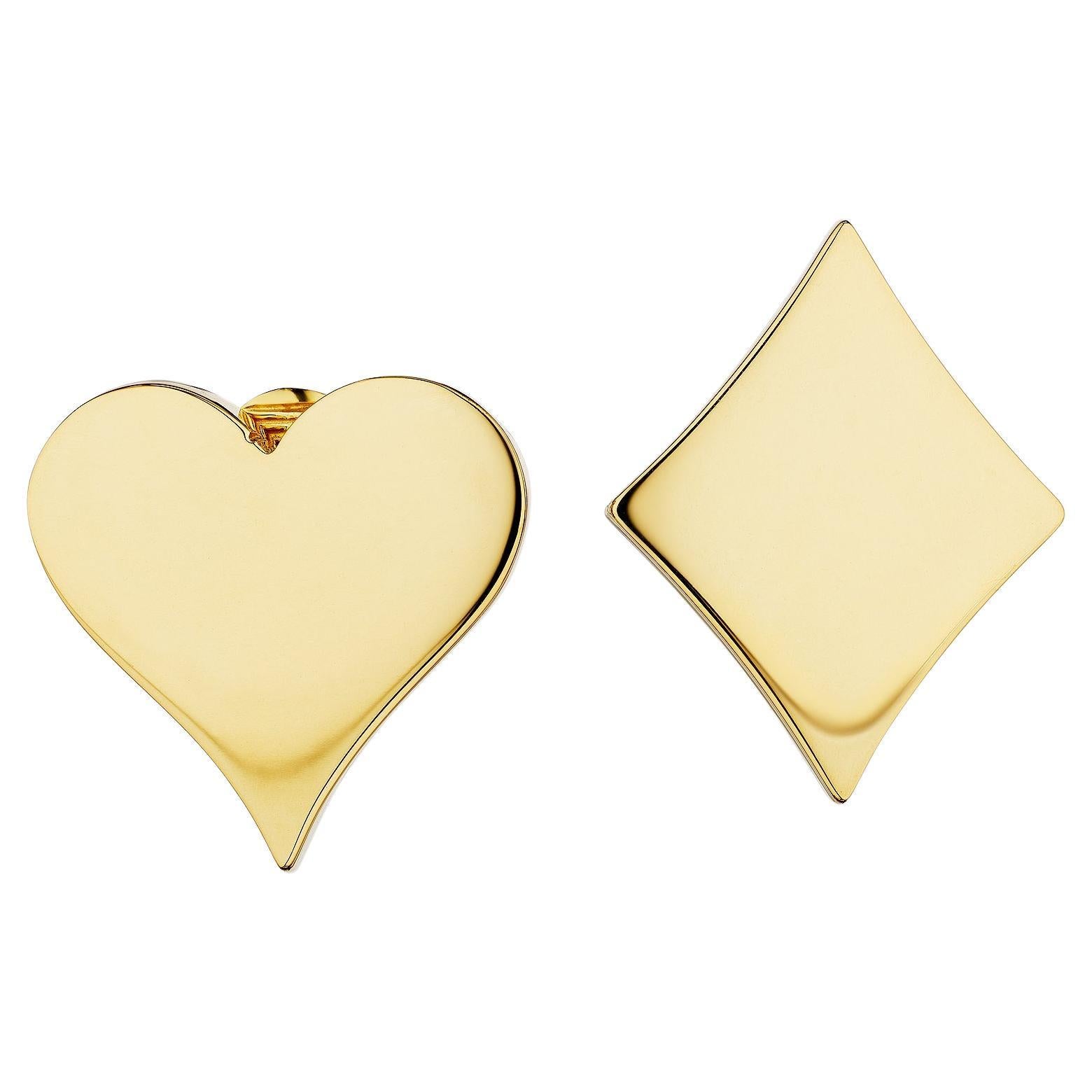 Aldo Cipullo Cartier Gold Herz Diamant Vintage Clip-Ohrringe im Angebot