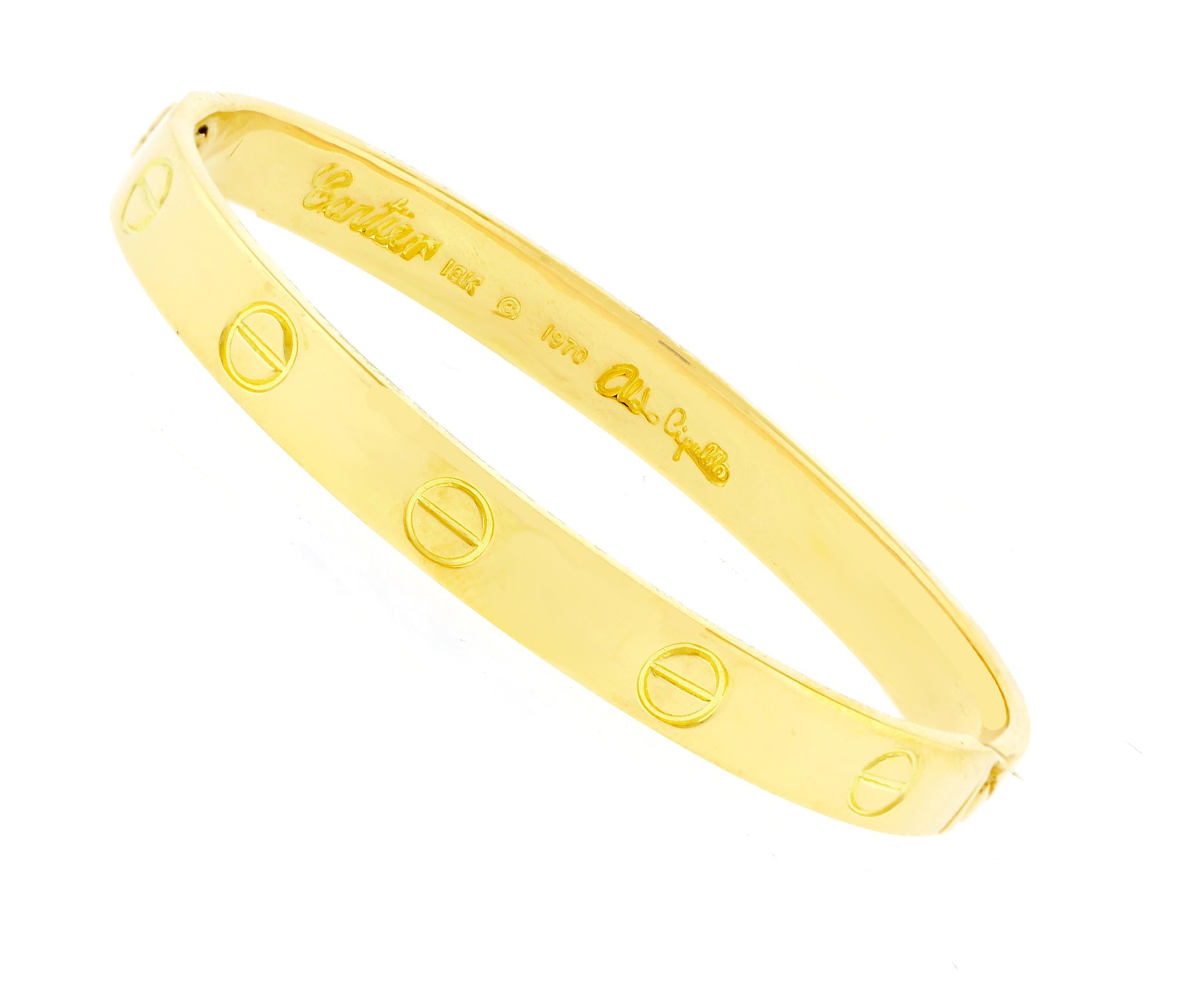Aldo Cipullo Cartier  Pulsera brazalete amor de oro en Bueno estado para la venta en Bethesda, MD