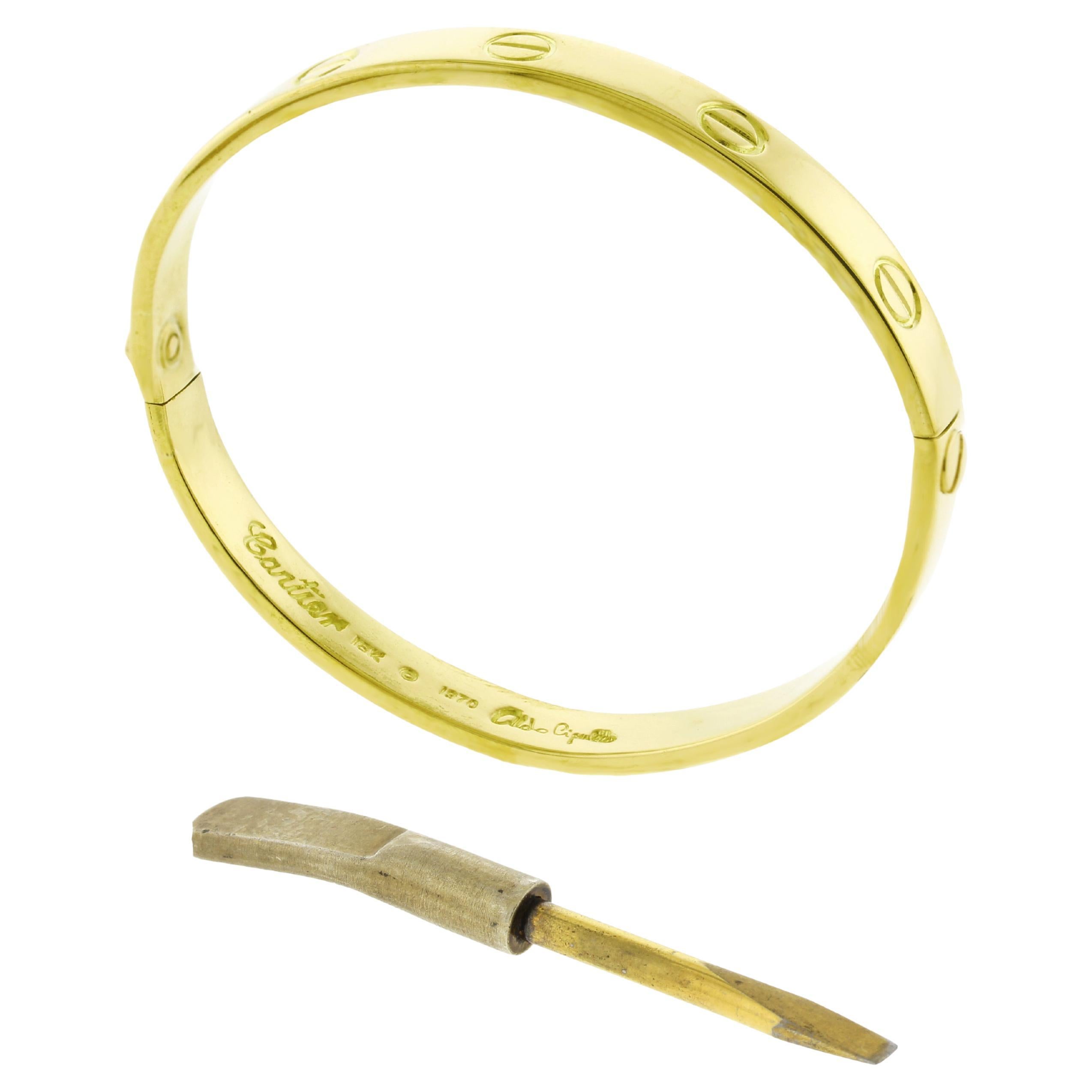 Aldo Cipullo Cartier  Gold Love Bangle Bracelet