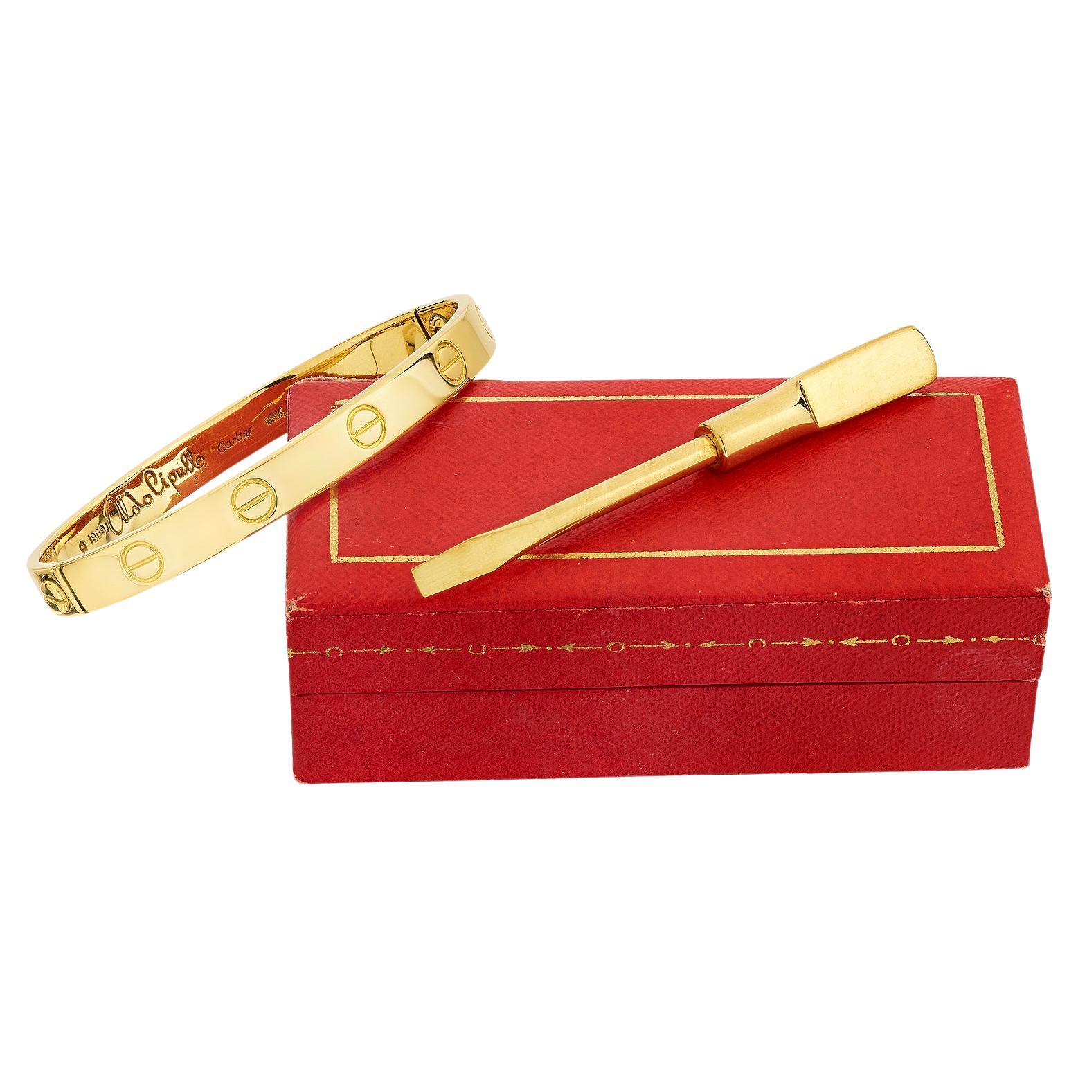 Aldo Cipullo Cartier Modernist Gold Love Bangle Bracelet For Sale