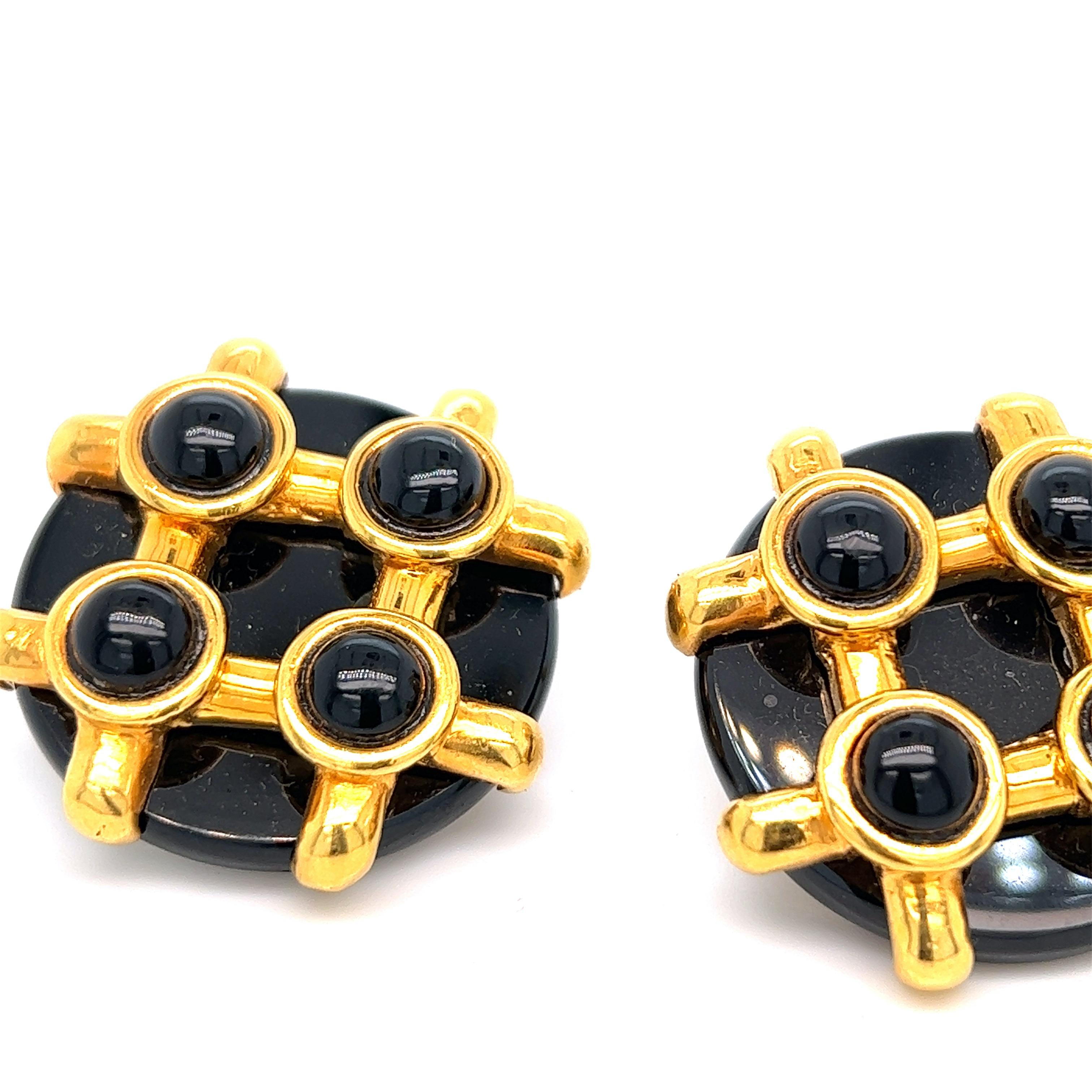 Aldo Cipullo for Cartier Gold and Onyx Ear Clips 1